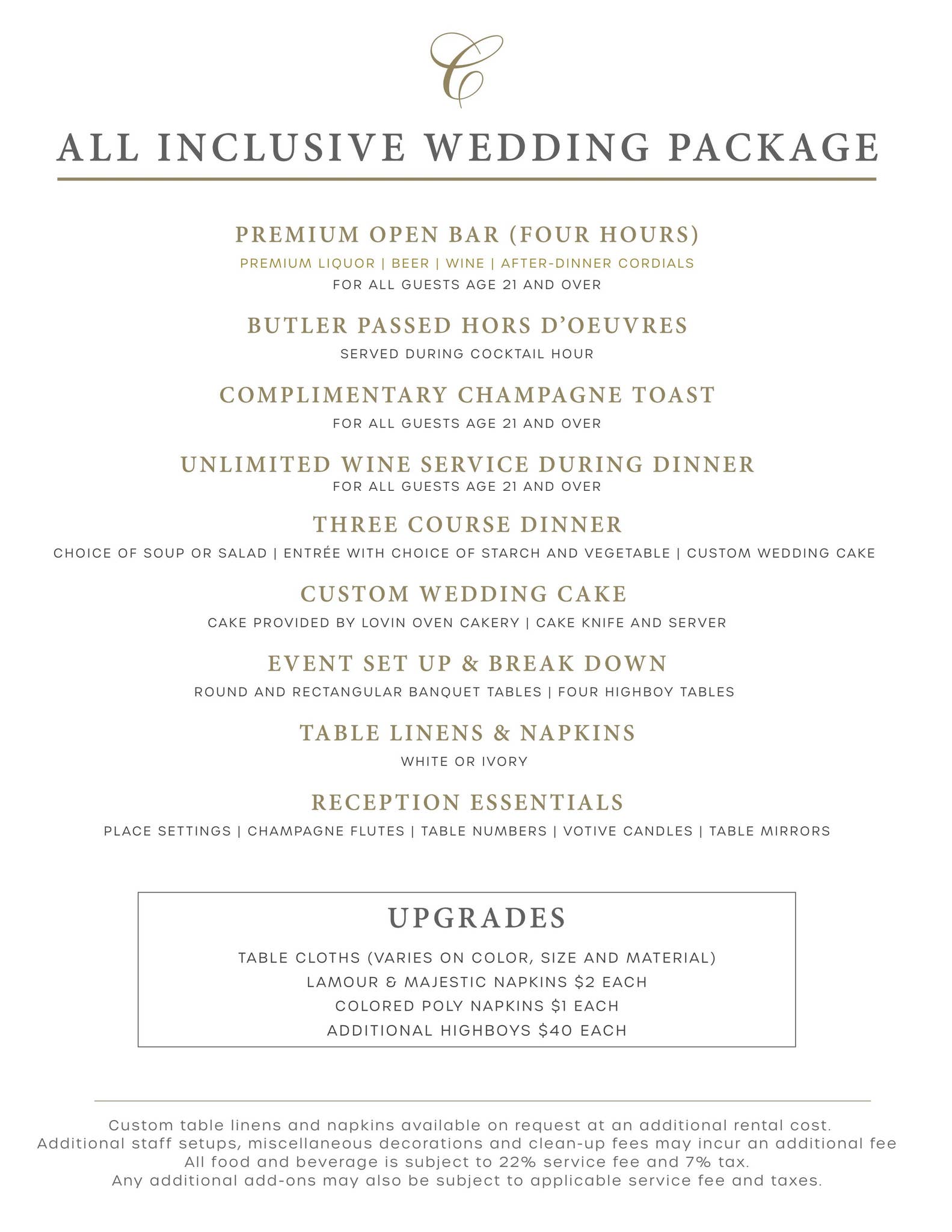 2026 Chevy Chase Country Club Wedding Menu by Wheeling Park