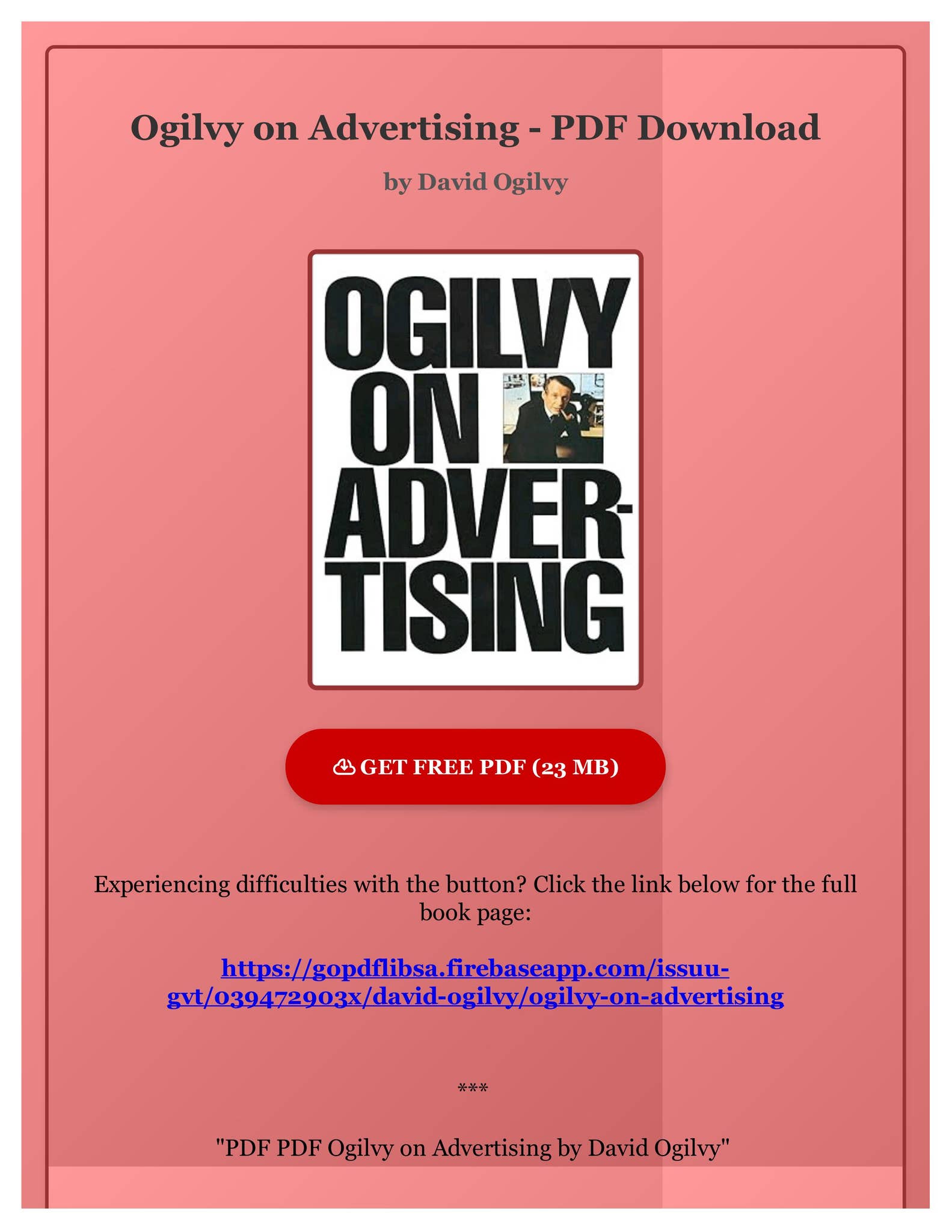 PDF PDF Ogilvy on Advertising by David Ogilvy by