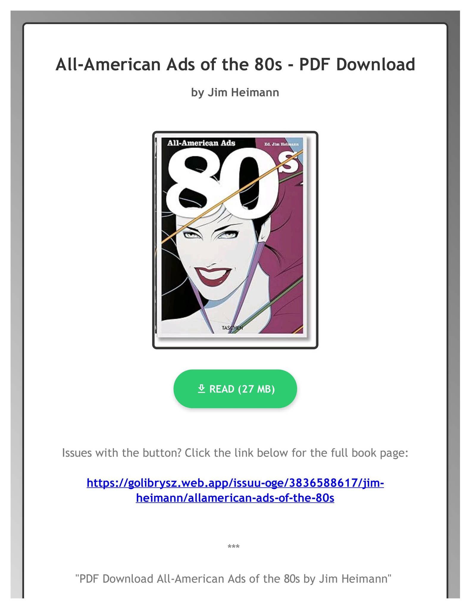 PDF Download All-American Ads of the 80s by Jim Heimann by