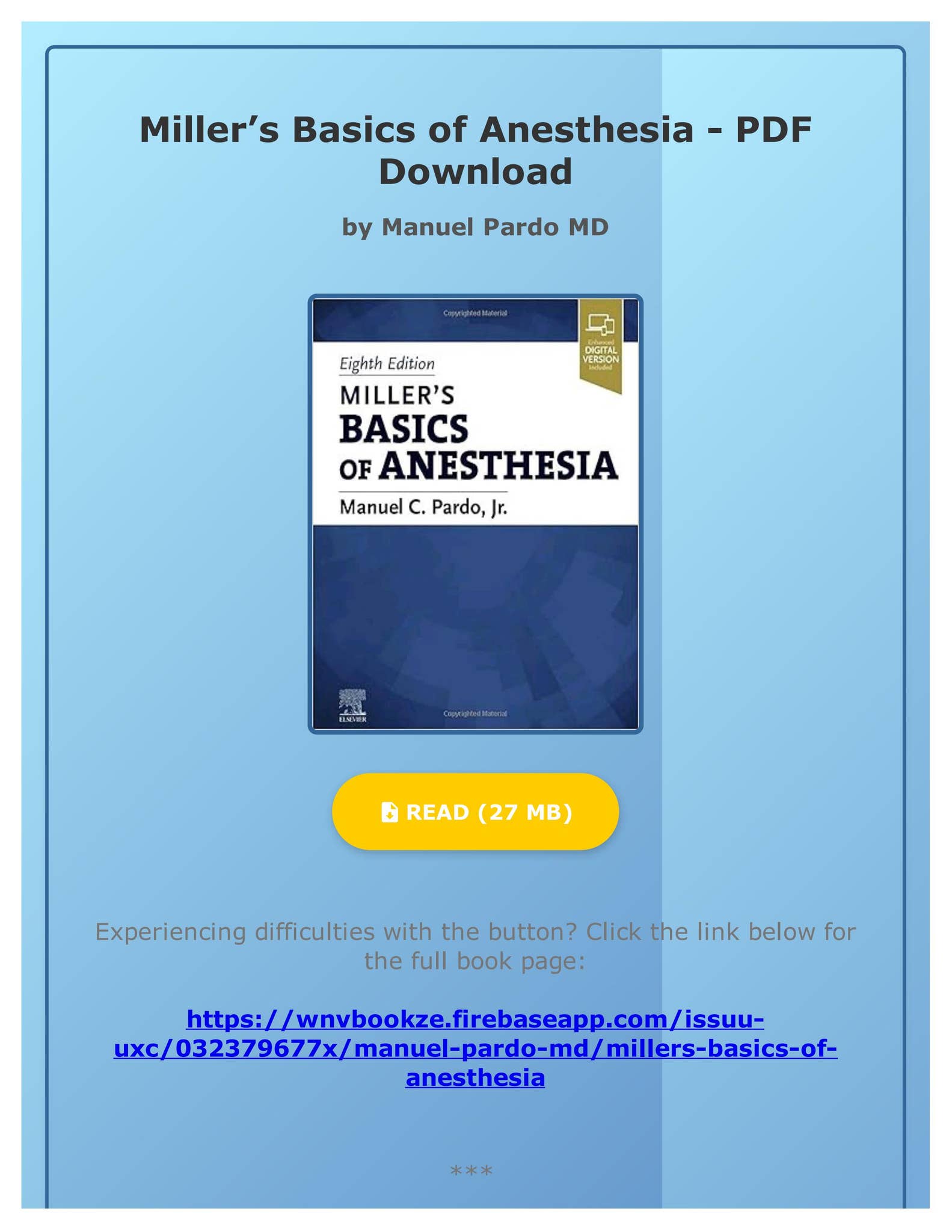 Ebook_Miller's_Basics_of_AnesthesiaDOWNLOAD Miller's Basics