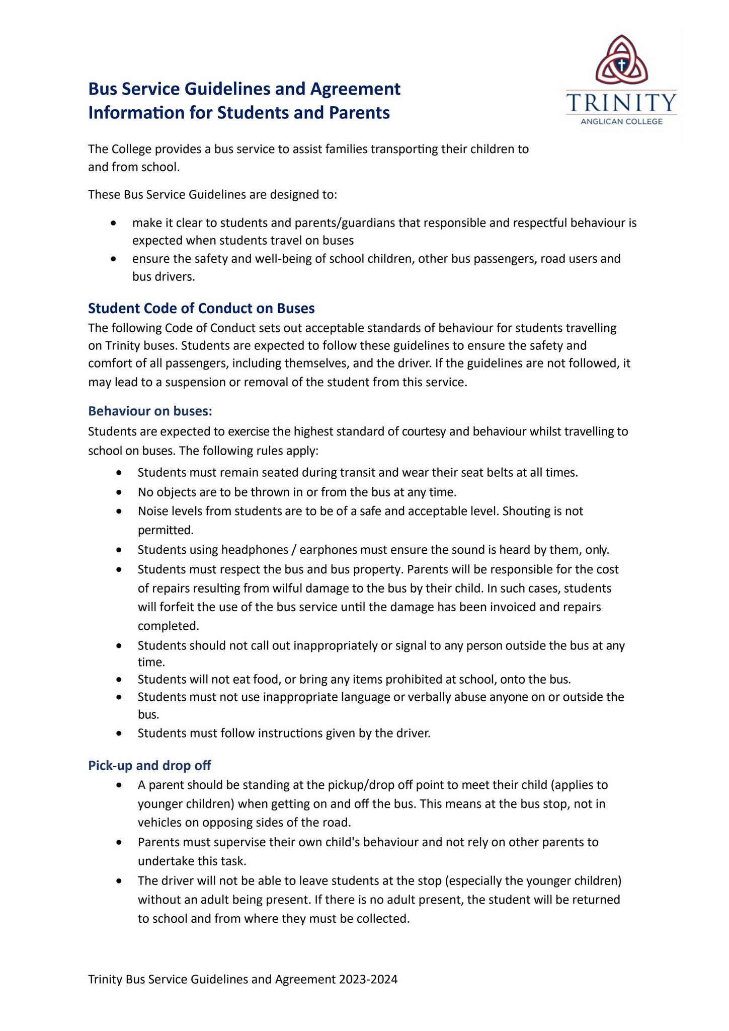 Bus Service Guidelines and Agreement by trinityanglicancollege - Issuu