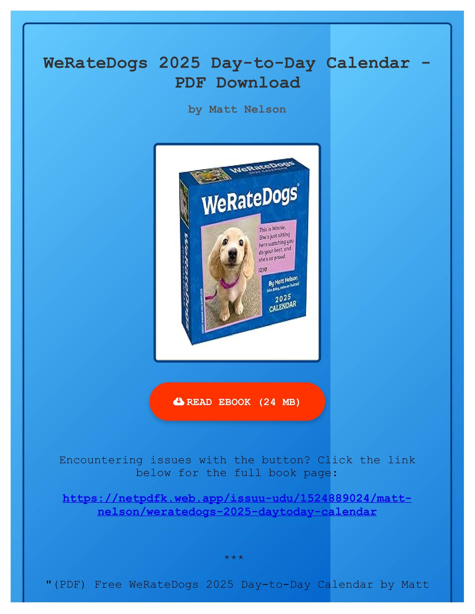 Ebook_WeRateDogs_2025_DaytoDay_Calendar(PDF) Free WeRateDogs 2025 Day