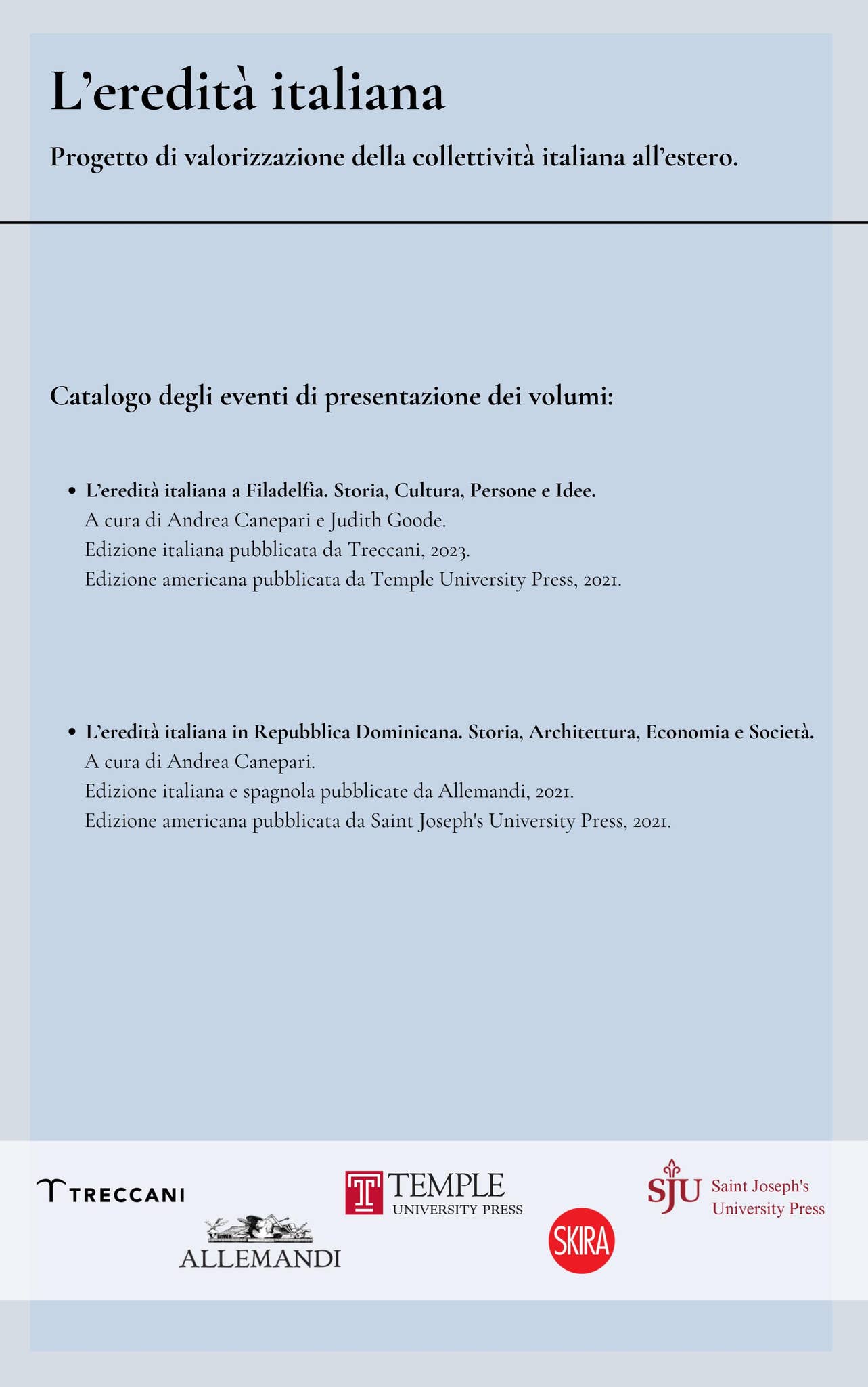 Catalogo degli Eventi di Presentazione dei Volumi a cura di Andrea Canepari  by The Italian Legacy in Philadelphia and in the Dominican Republic - Issuu, image size:1283x2048
