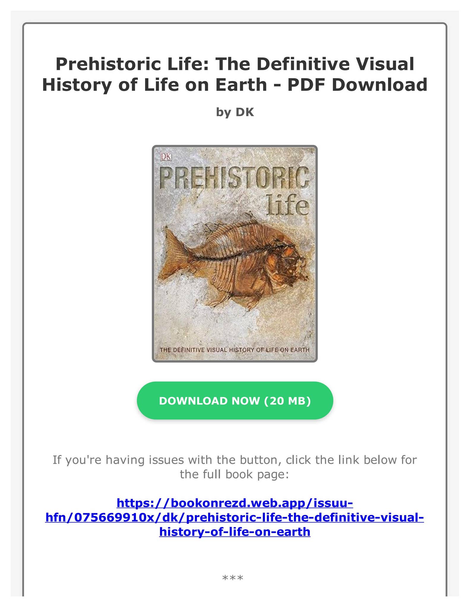 PDF) eBOOK Prehistoric Life: The Definitive Visual History