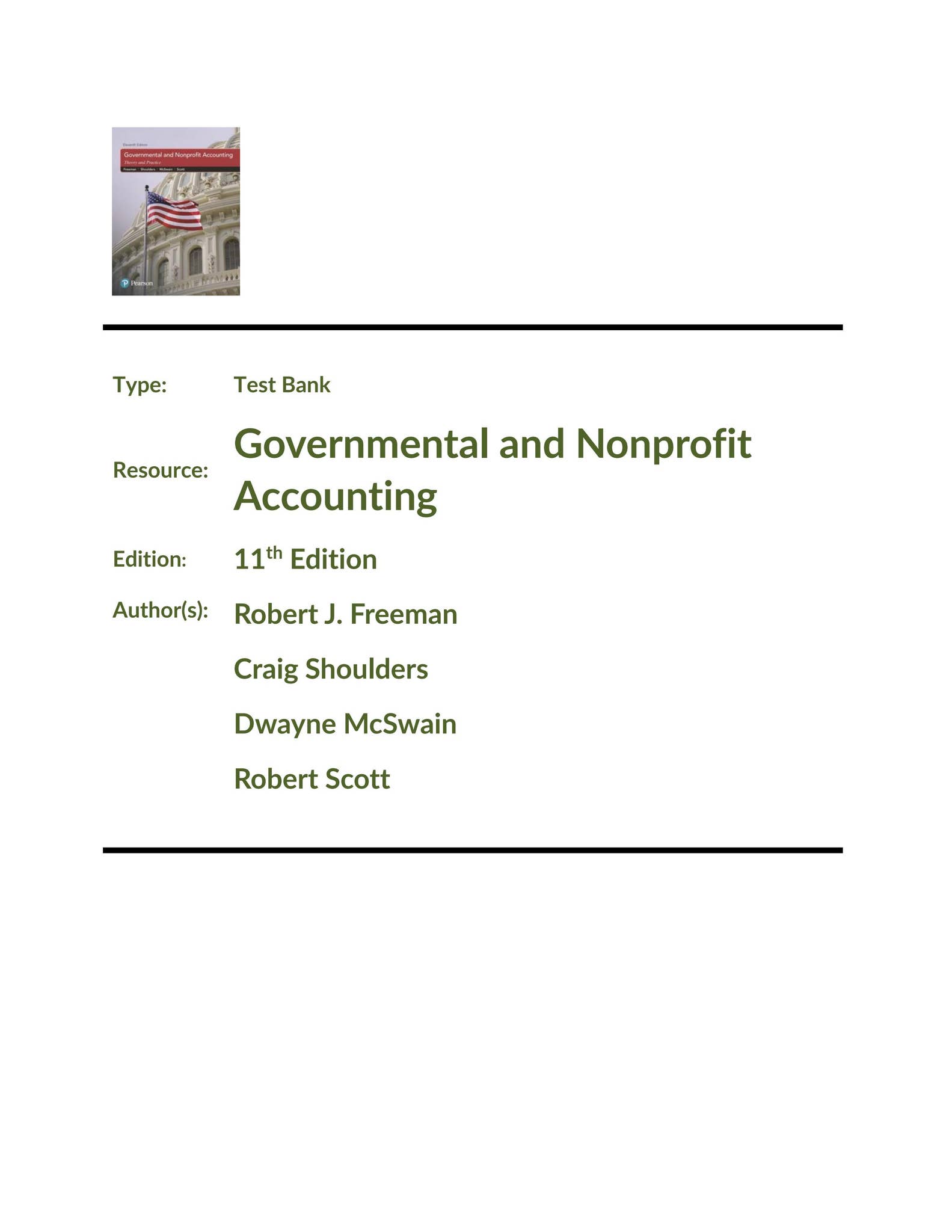 Governmental and Nonprofit Accounting, 11th Edition Robert J. Freeman ...