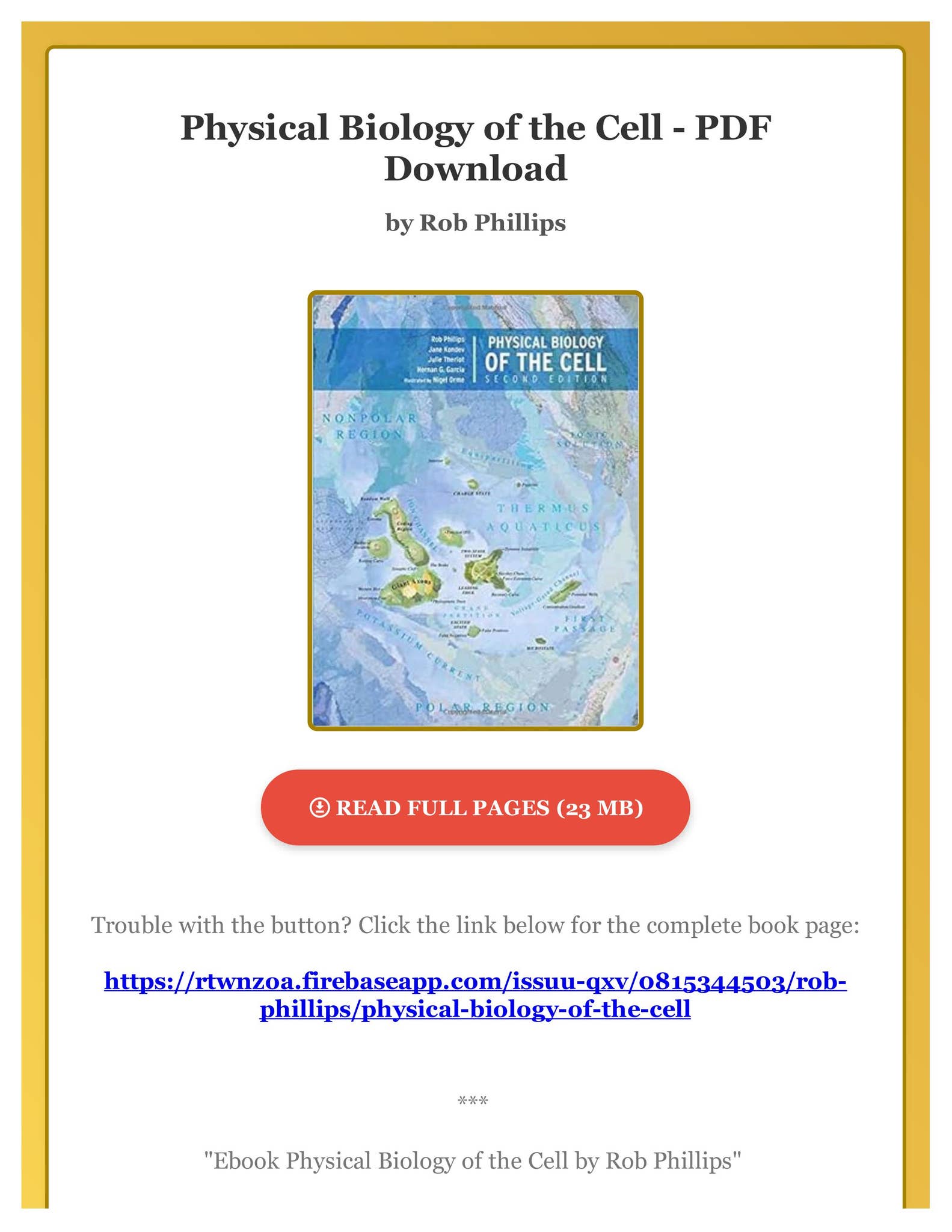 Ebook Physical Biology of the Cell by Rob Phillips by