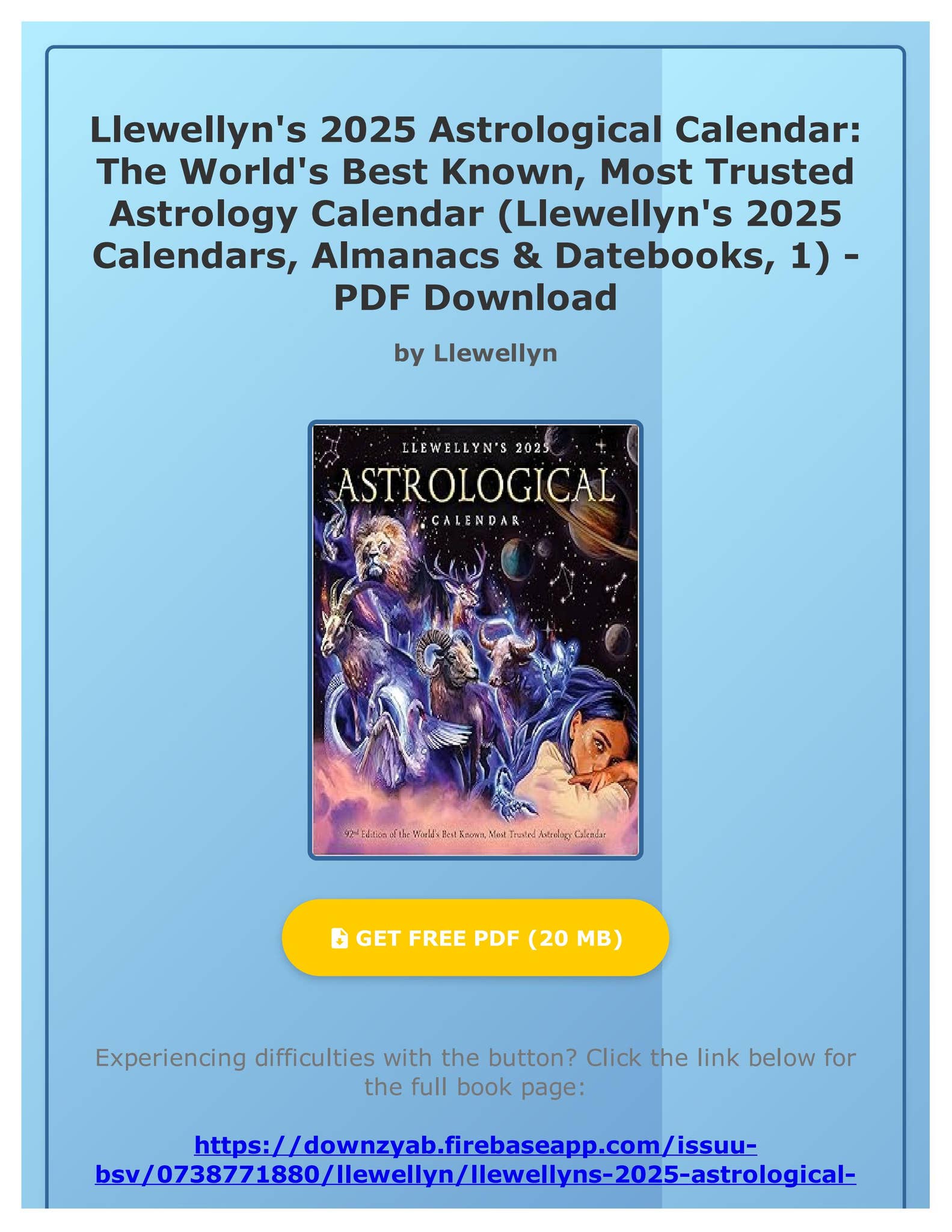 Download Llewellyn's 2025 Astrological Calendar The World's Best Known