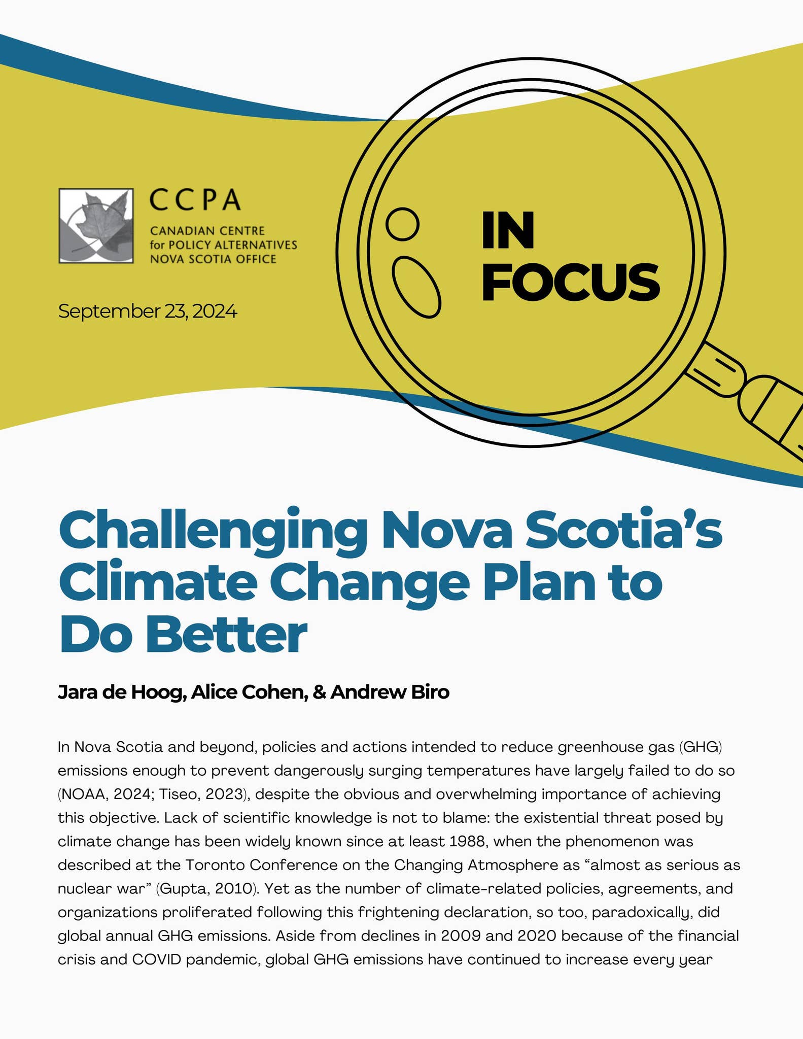 NS Climate Action Plan - In Focus piece PDF by policyalternatives - Issuu