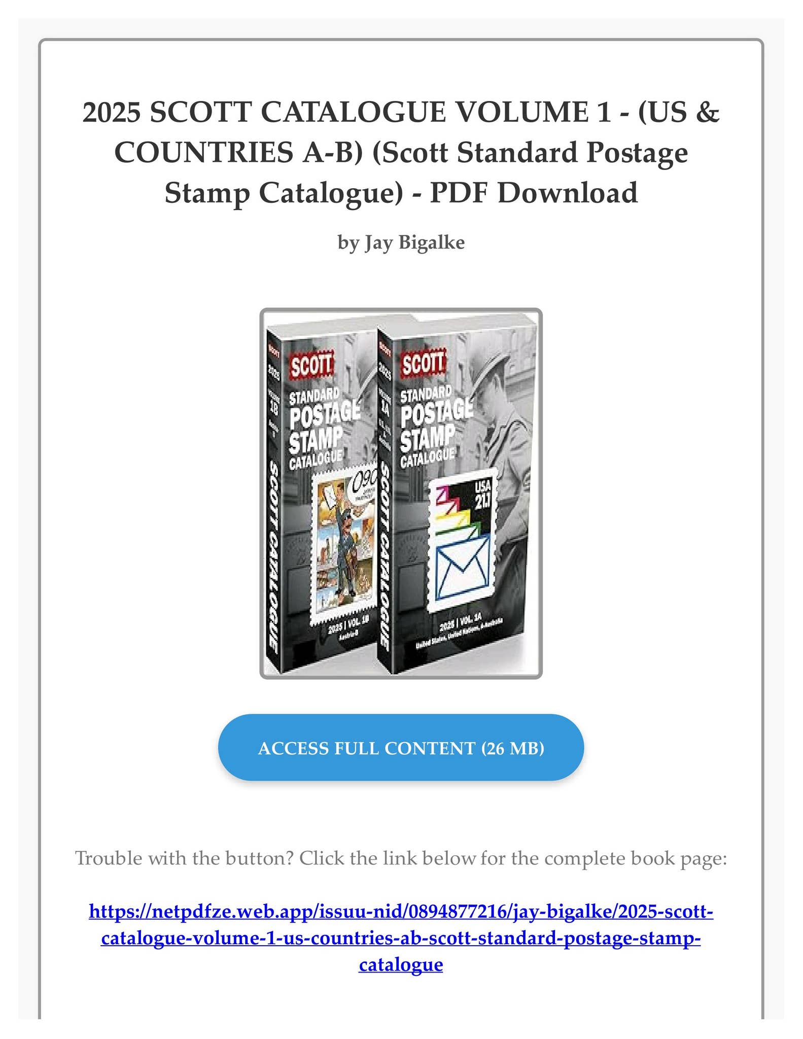 Free Pdf 2025 SCOTT CATALOGUE VOLUME 1 - (US & COUNTRIES