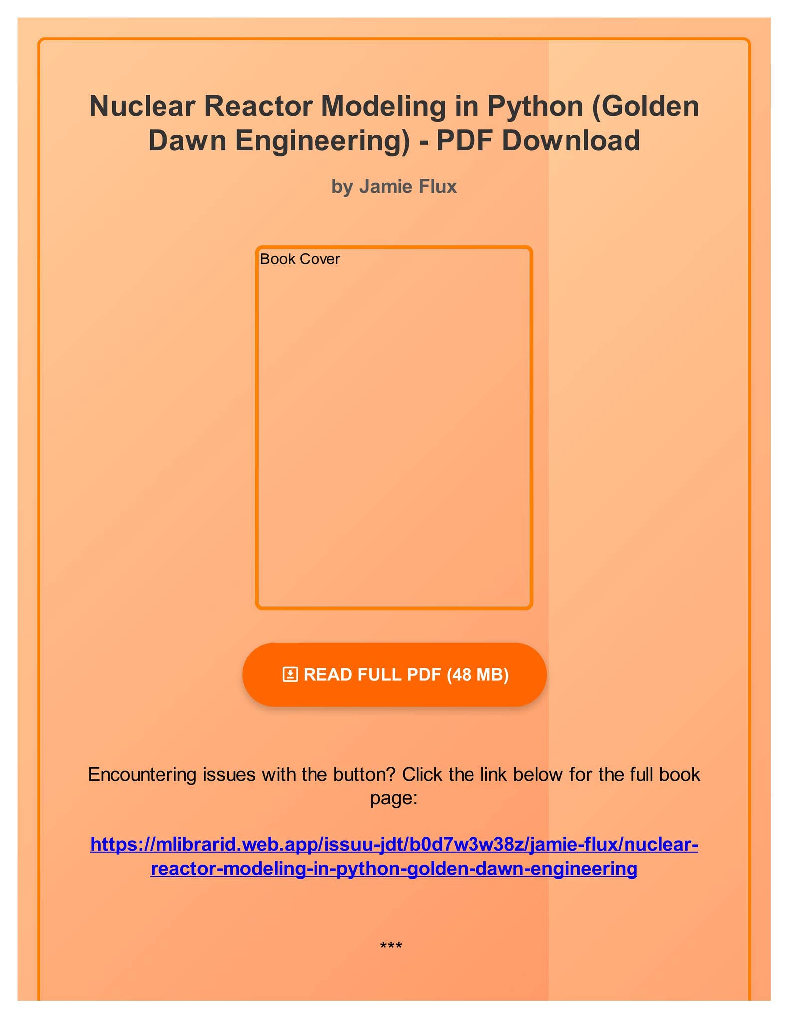 Ebook Nuclear Reactor Modeling in Python (Golden Dawn