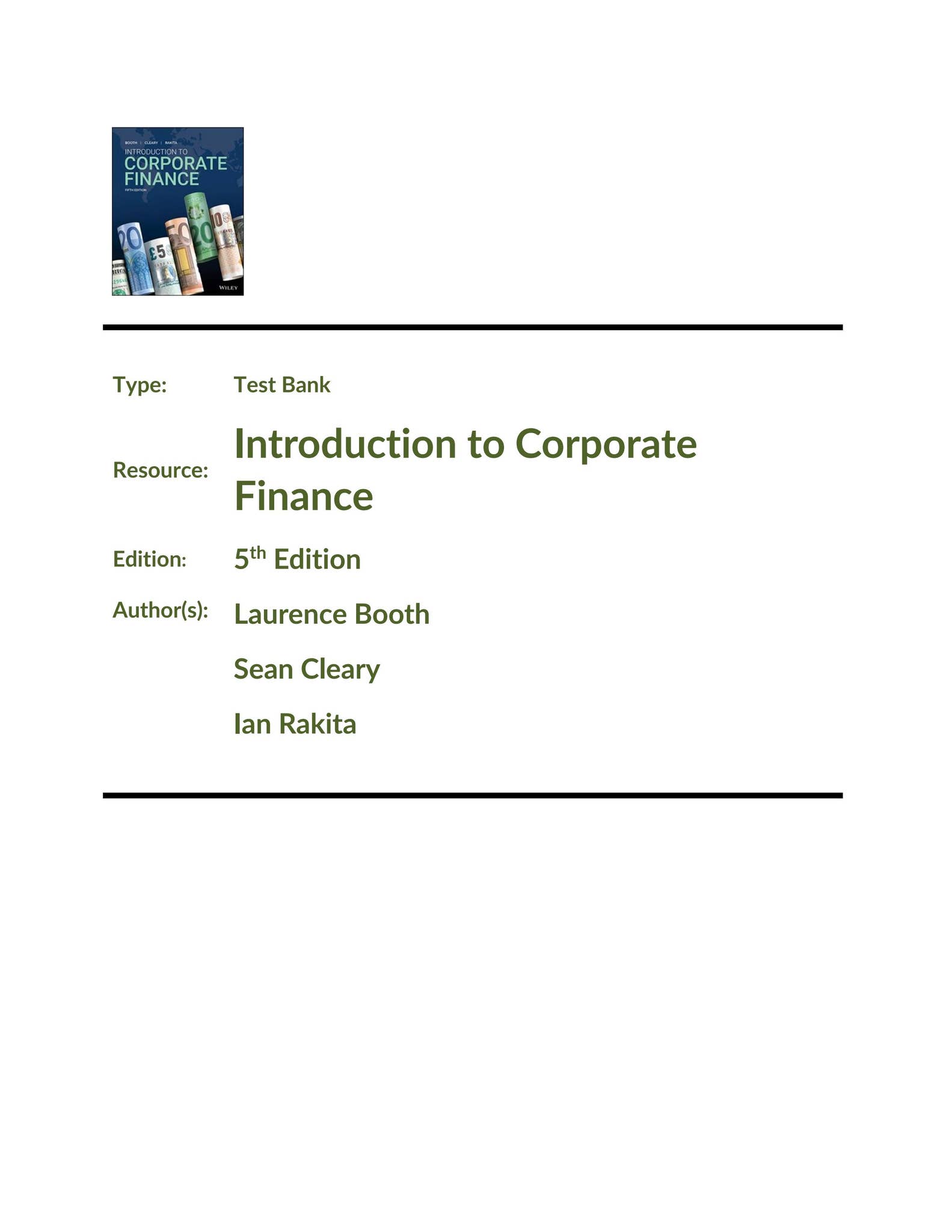 Corporate Finance, Global 5th Edition pdf by med textbooks