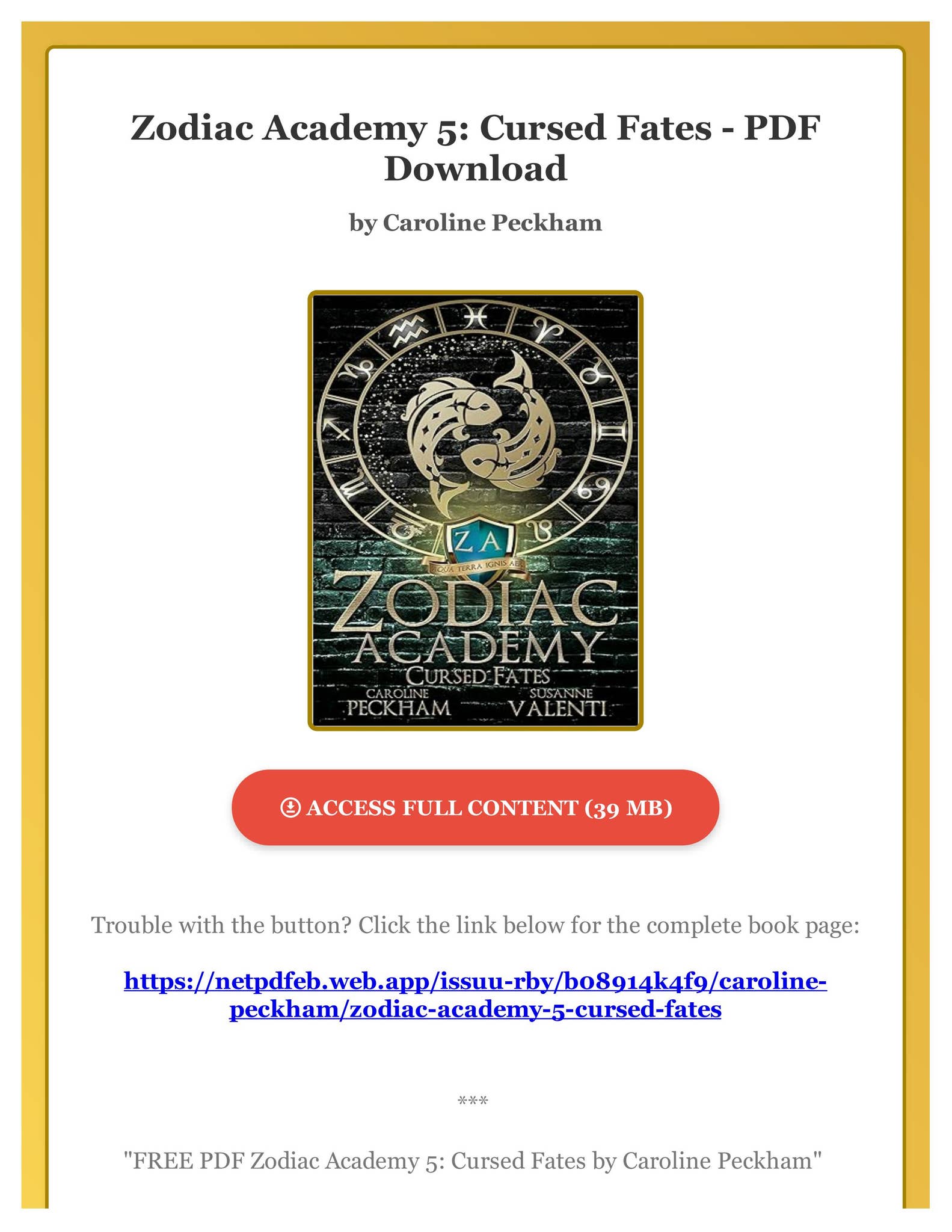 FREE PDF Zodiac Academy 5 Cursed Fates by Caroline Peckham by