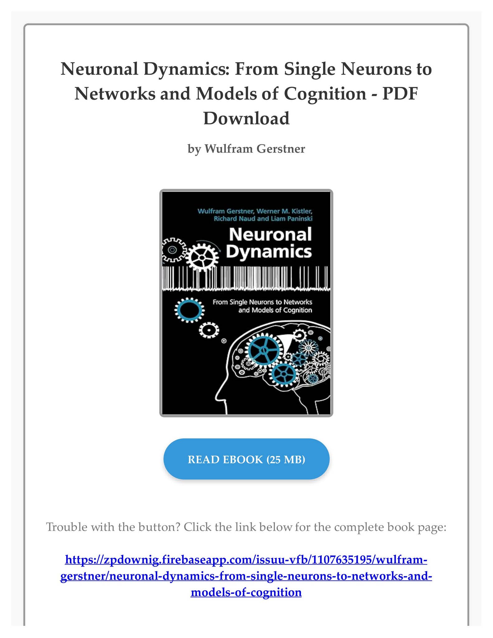 PDF) Neuronal Dynamics: From Single Neurons to Networks and