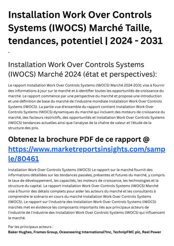 Installation Work Over Controls Systems (IWOCS) Marché Taille ...