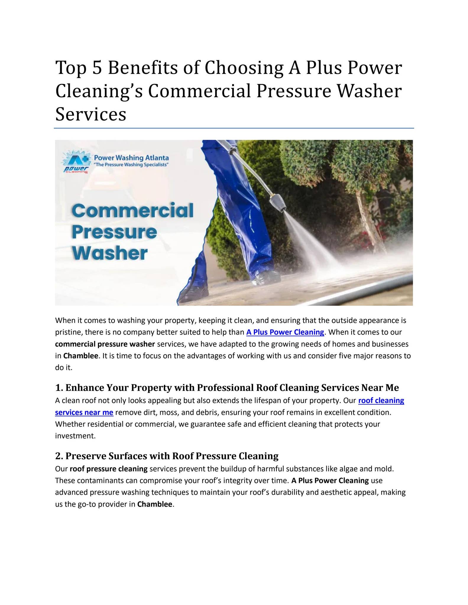 Top 5 Benefits of Choosing A Plus Power Cleaning’s Commercial