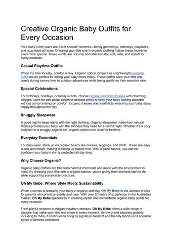 Creative Organic Baby Outfits for Every Occasion