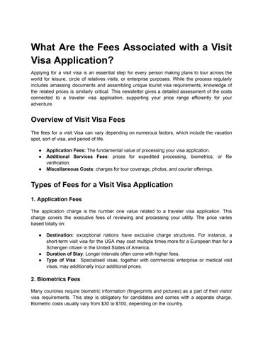 What Are the Fees Associated with a Visit Visa Application