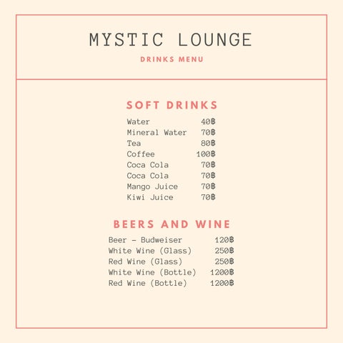 Mystic Lounge Menu