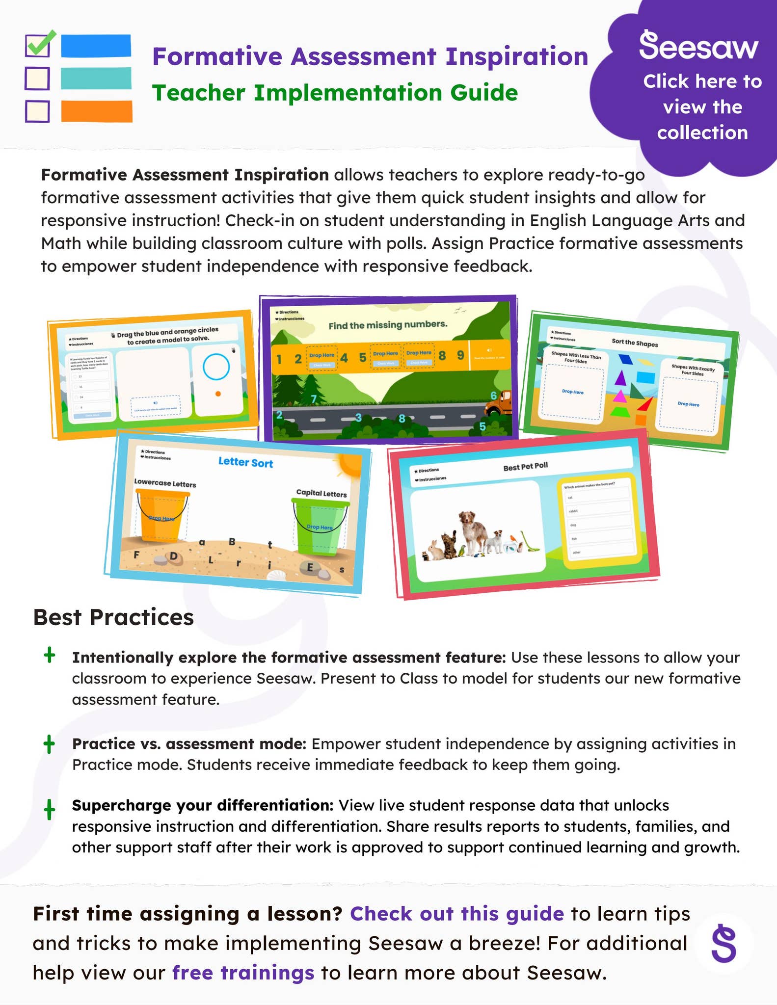 Formative Assessment Inspiration Implementation Guide by seesawlearning ...