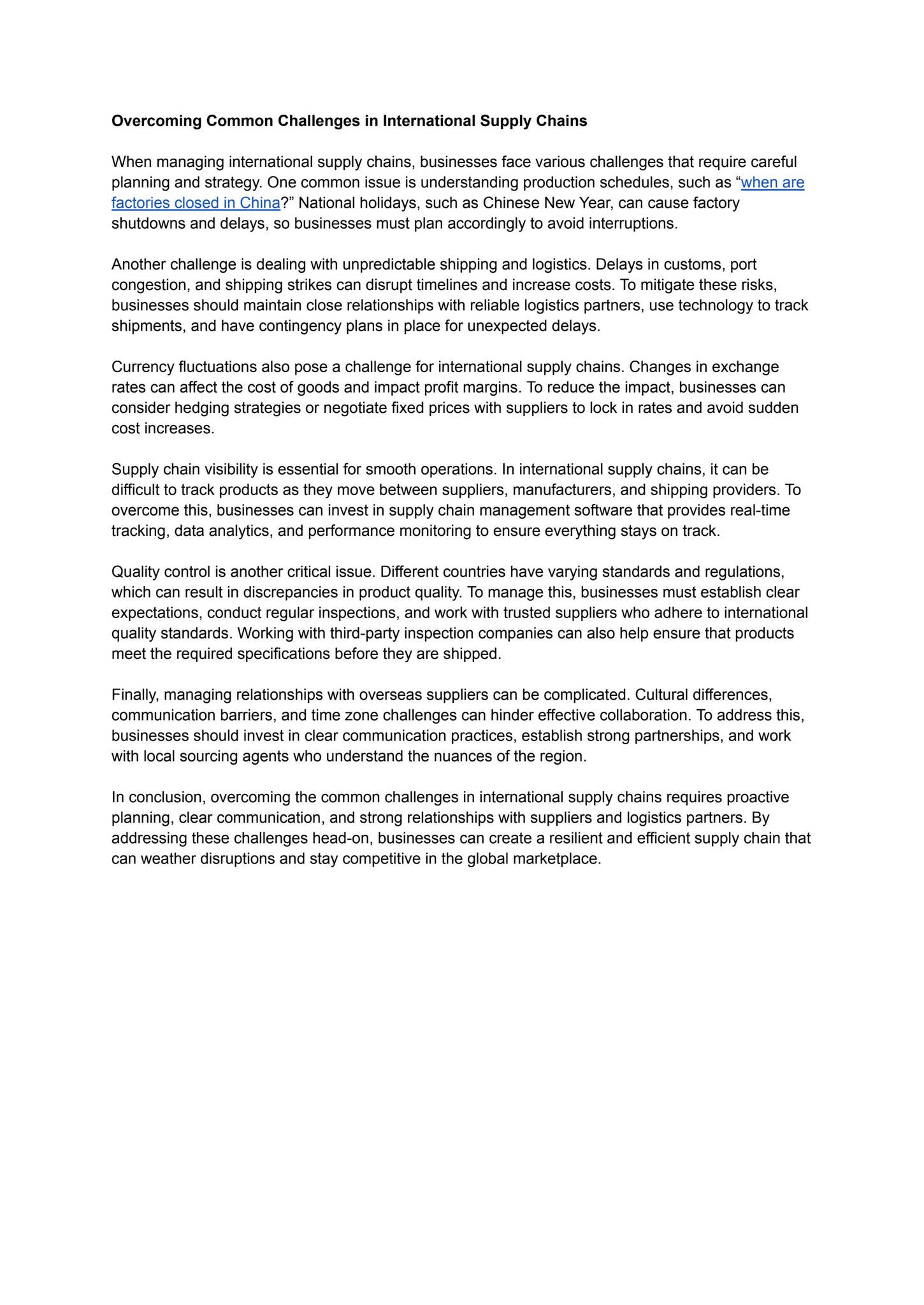 Overcoming Common Challenges in International Supply Chains by ...