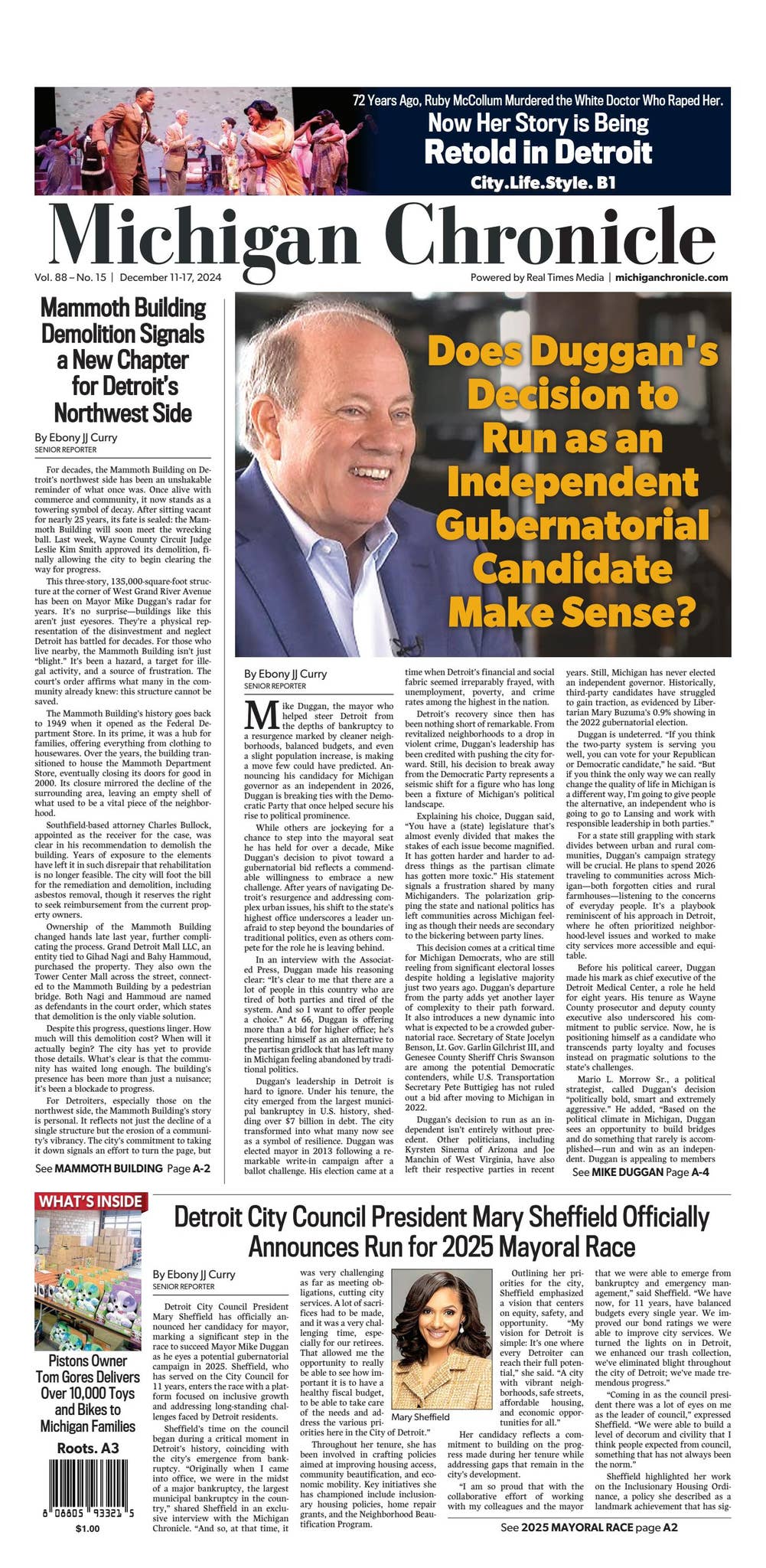 Michigan Chronicle Vol. 88 - No. 15 by Real Times Media - Issuu