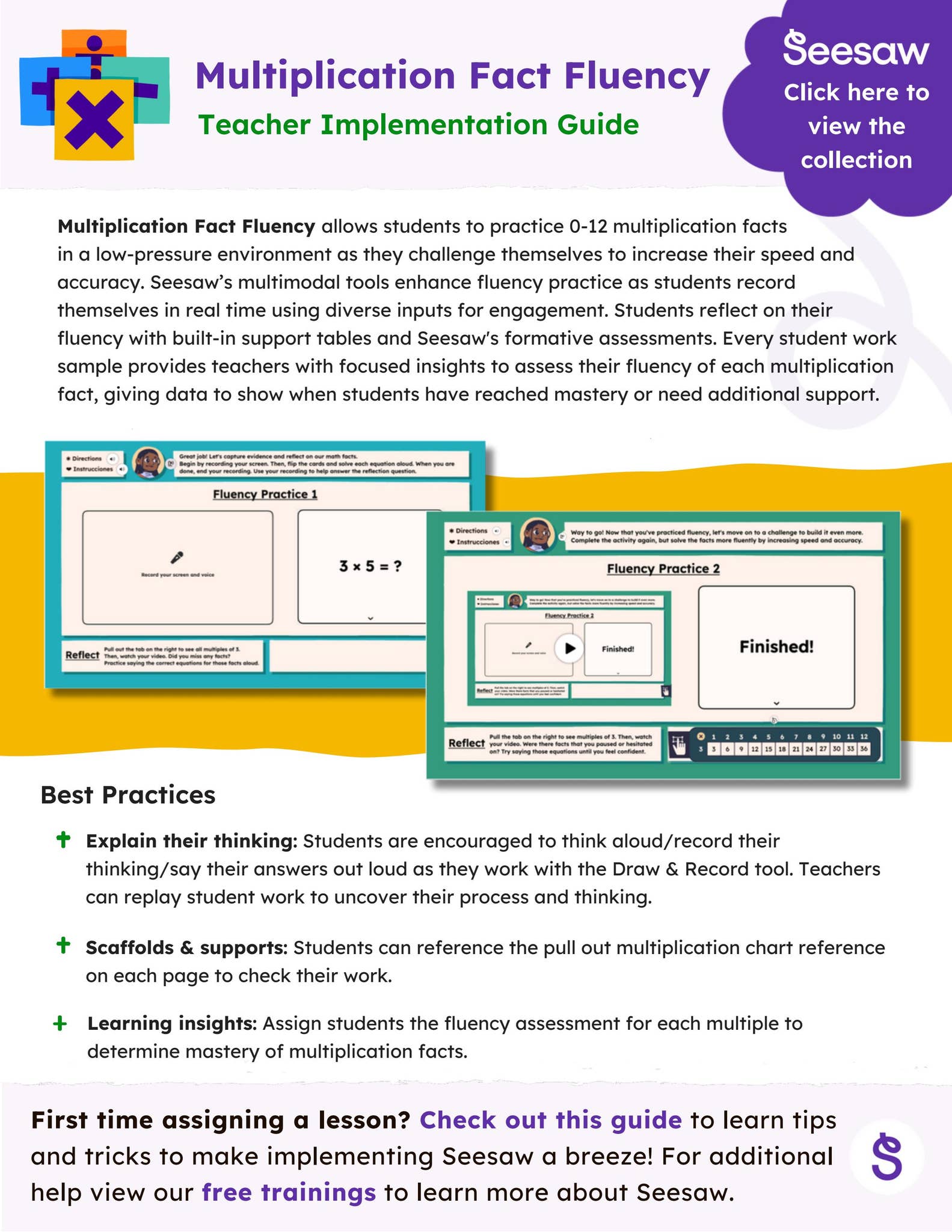 Multiplication Fact Fluency Teacher Implementation Guide by ...
