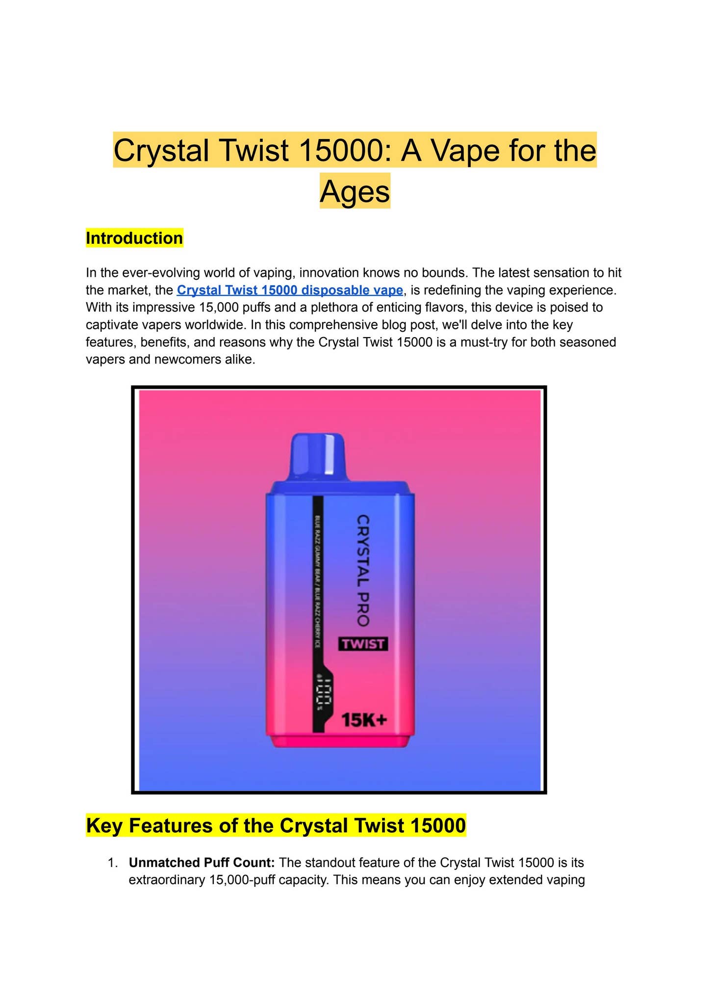 Crystal Twist 15000: A Vape for the Ages by The Crystal Bling Vapes