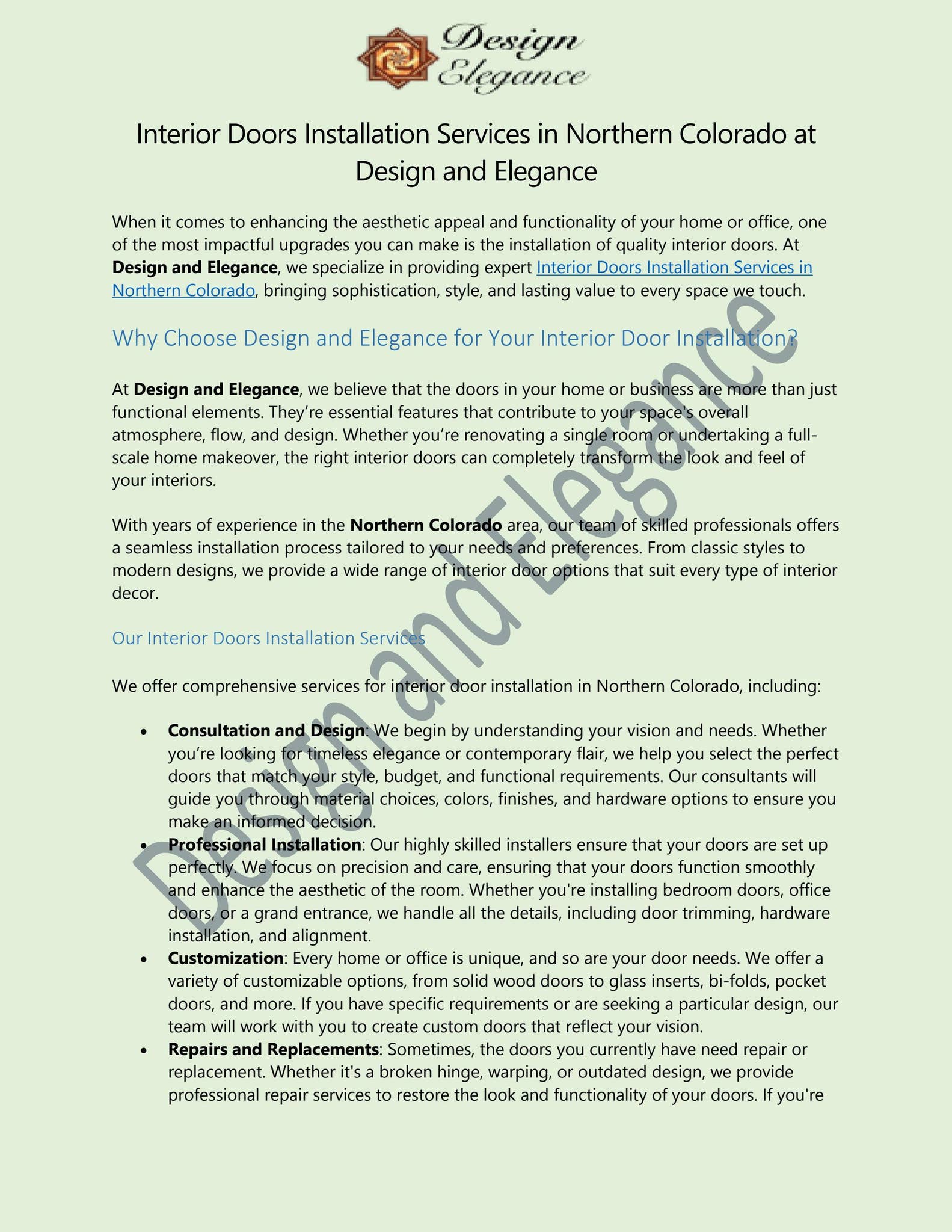 Interior Doors Installation Services in Northern Colorado at Design and ...