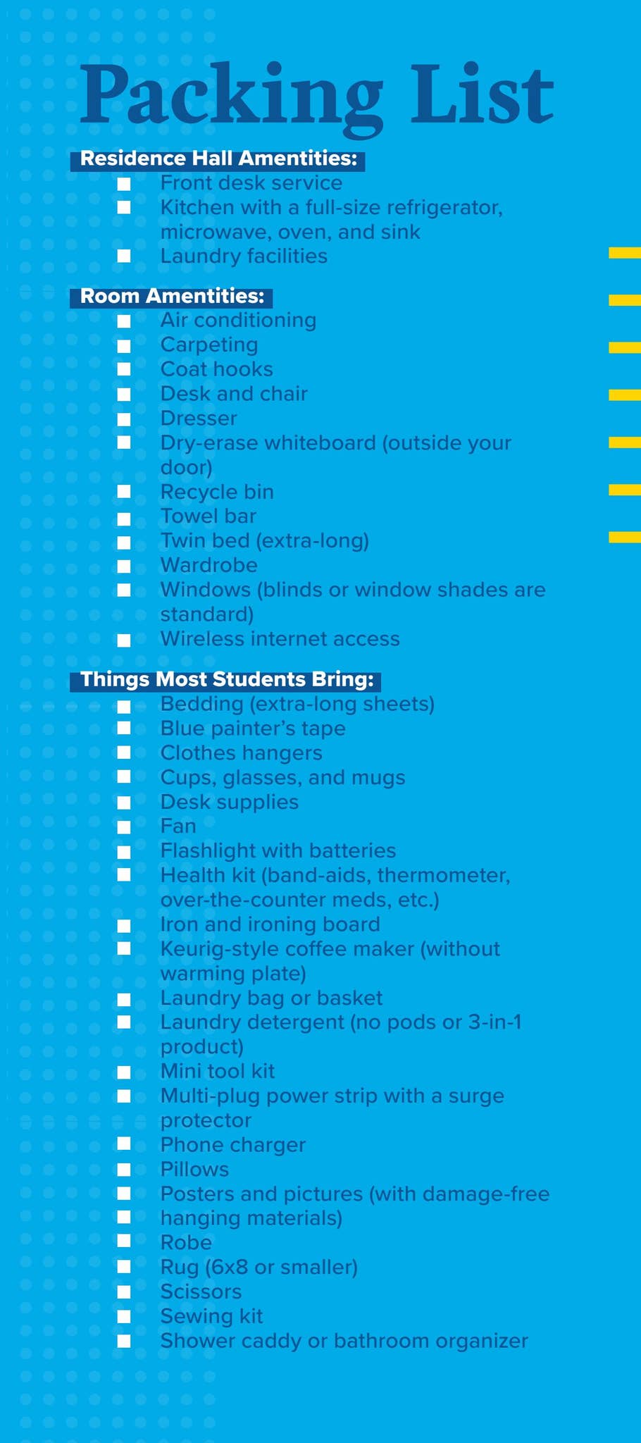 Drake University Residence Hall Packing List by Drake University - Issuu