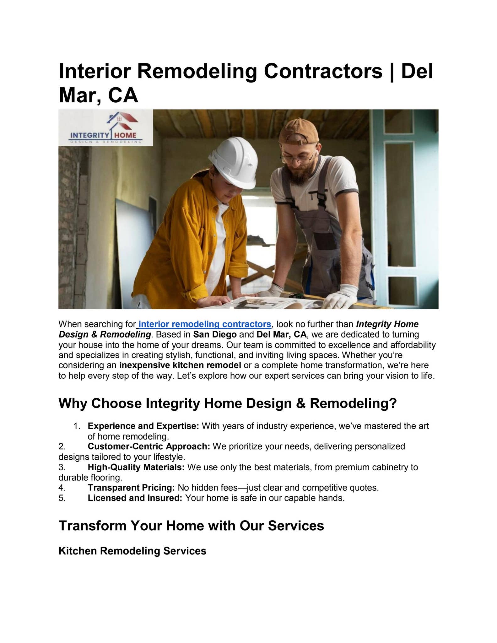 Interior Remodeling Contractors | Del Mar CA by Digi Era Pro - Issuu