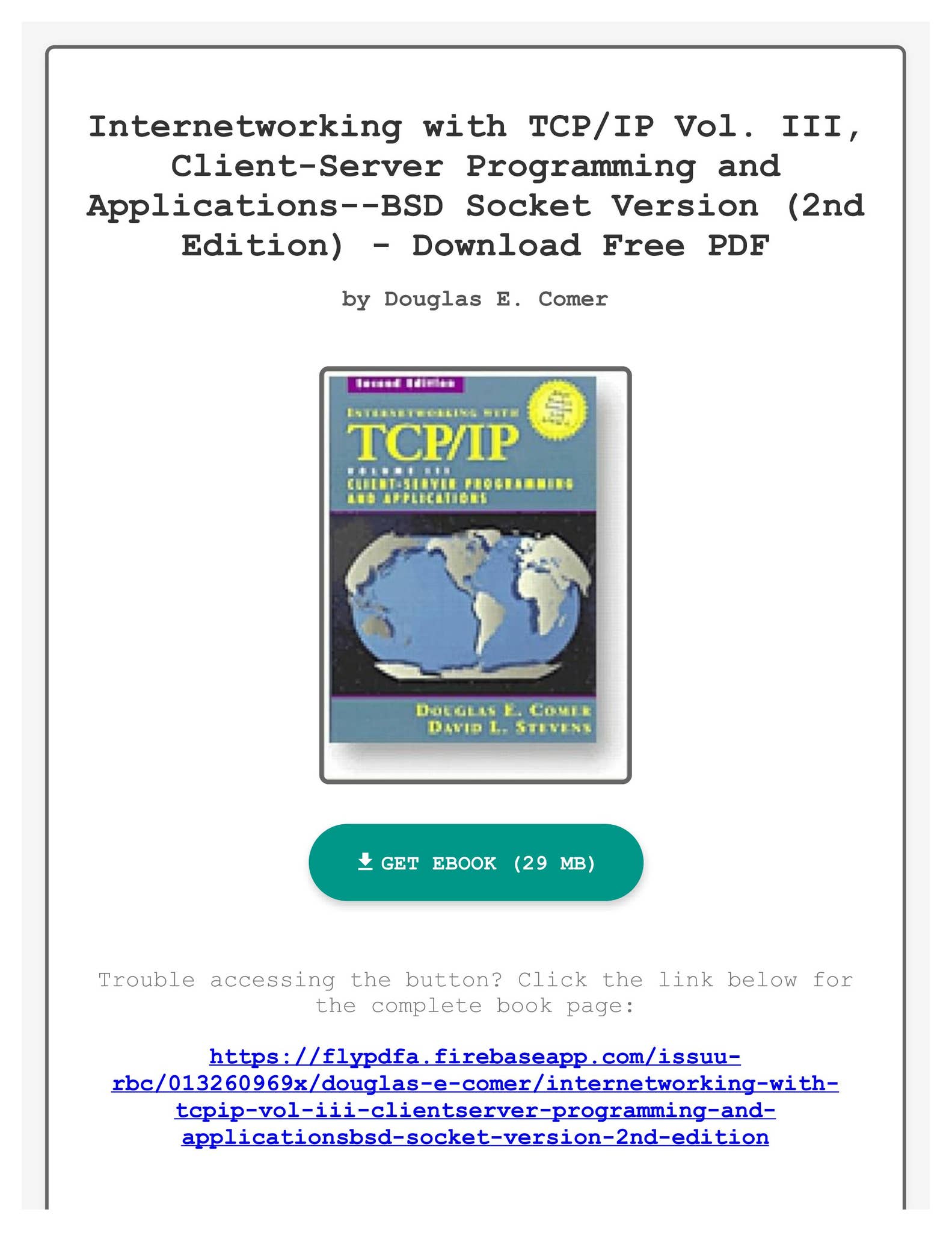 PDF Internetworking with TCP/IP Vol. III, Client-Server Programming and ...