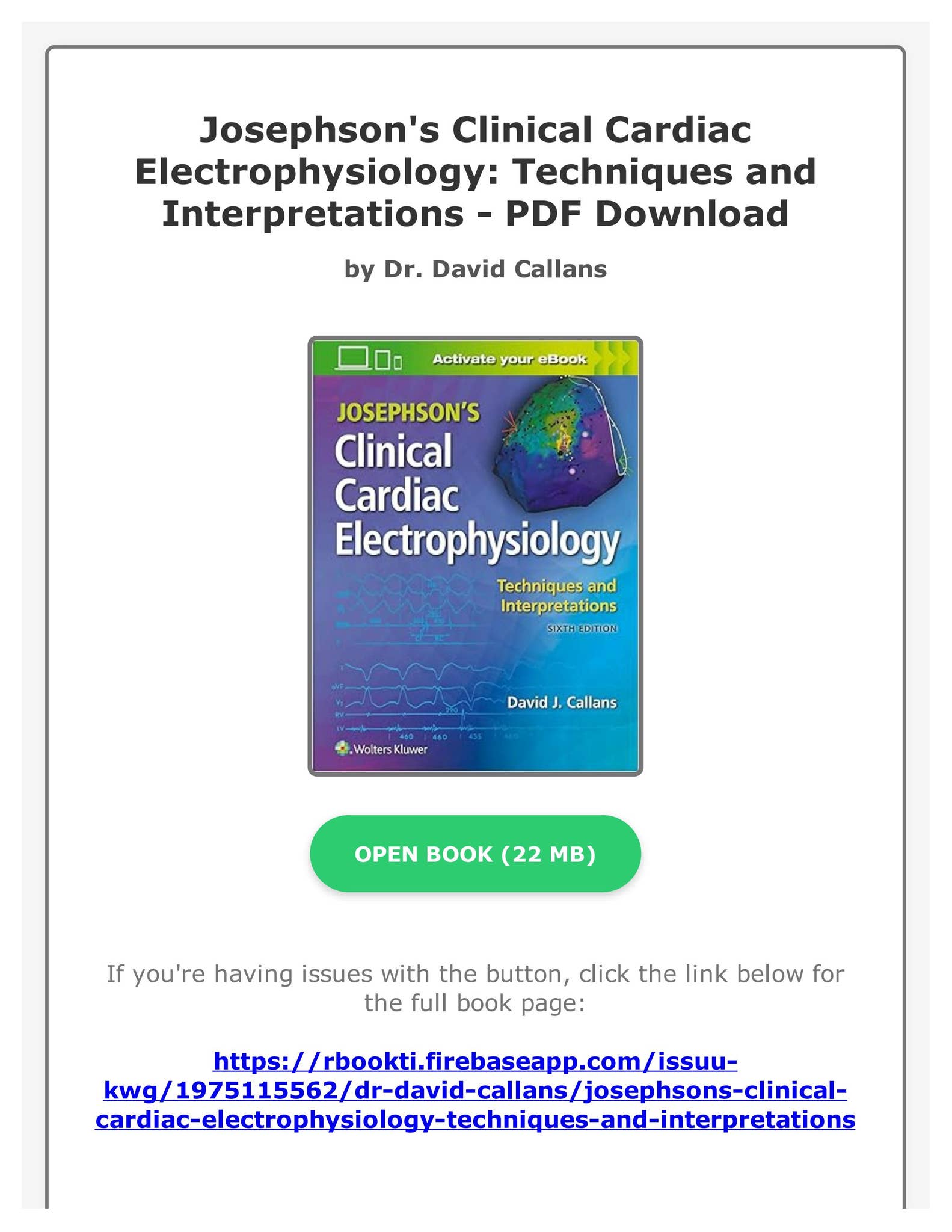 PDF Josephson's Clinical Cardiac Electrophysiology