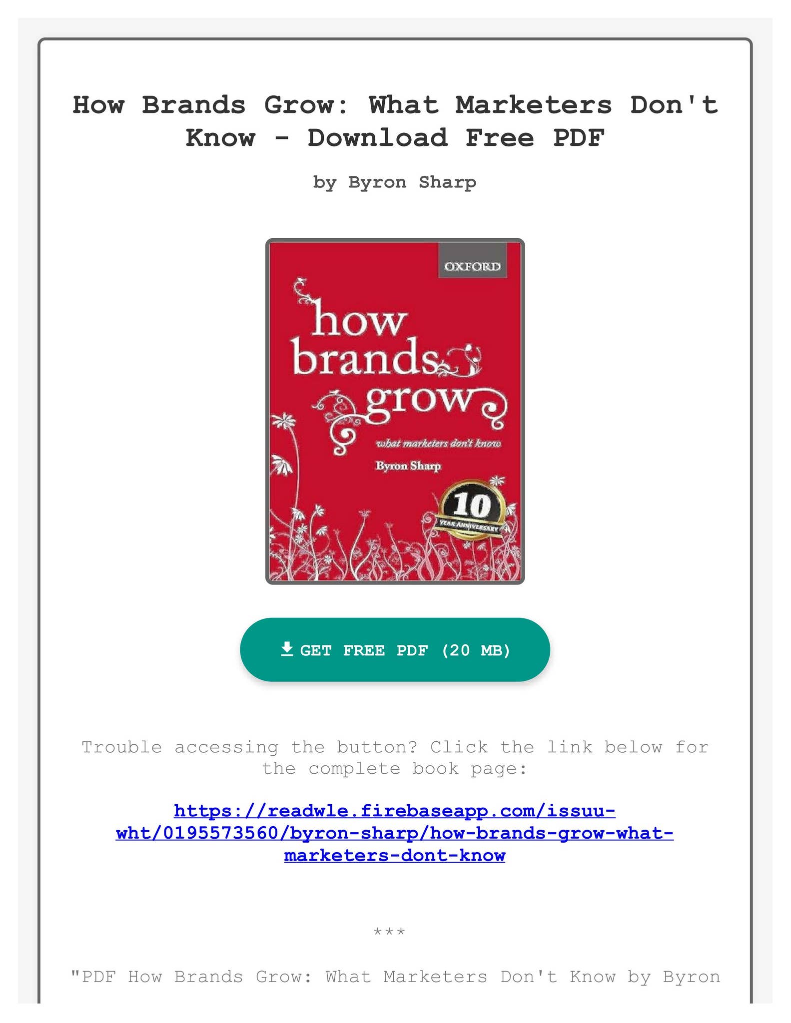 How Brands Grow ブランディングの科学 バイロン・シャープ Amazon.co.jp: How Brands Grow: What Marketers Don't Know