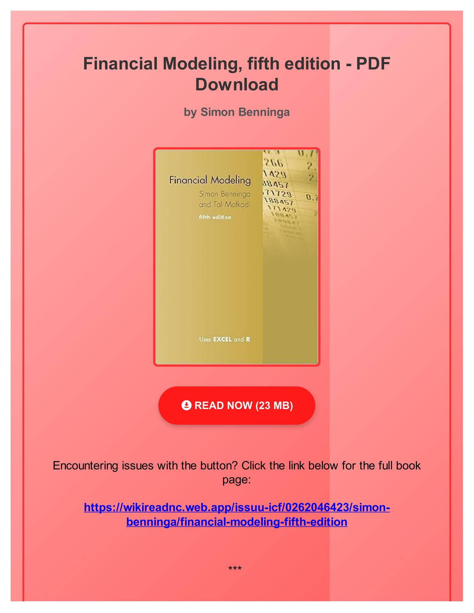 Financial Modeling, fourth edition (The MIT Press