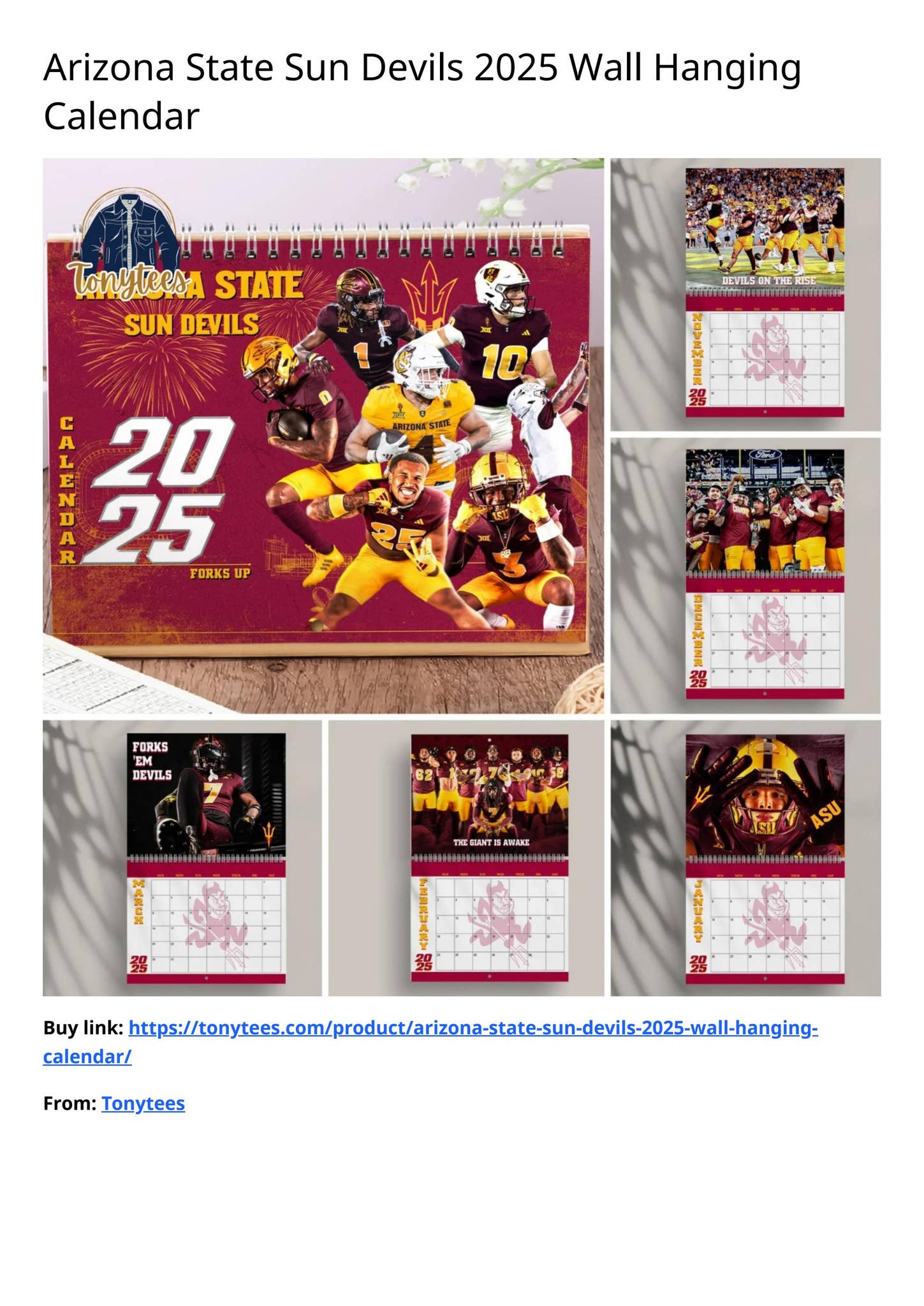 Arizona State Sun Devils 2025 Wall Hanging Calendar by Tonytees Store - Issuu
