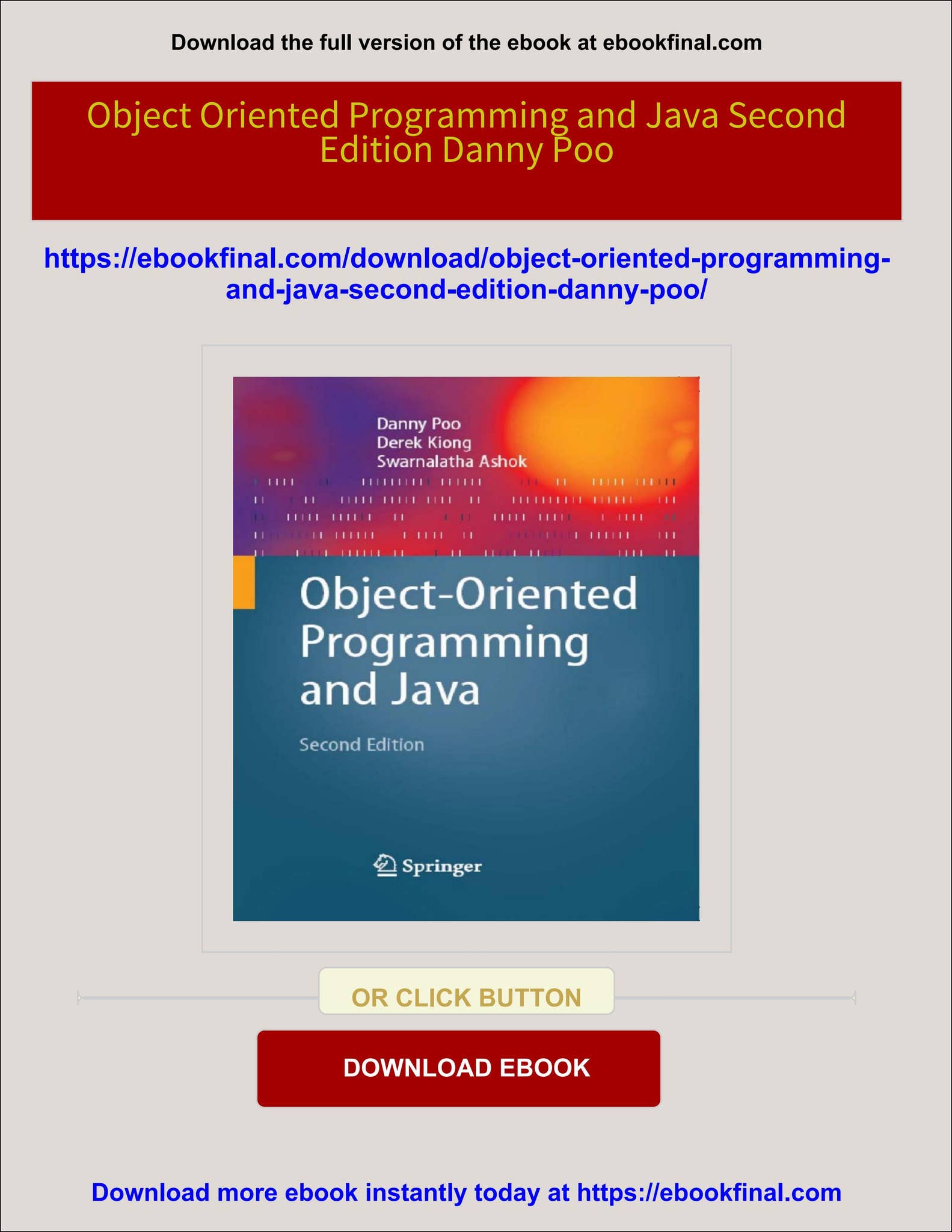 Download full Object oriented programming and java second edition danny ...