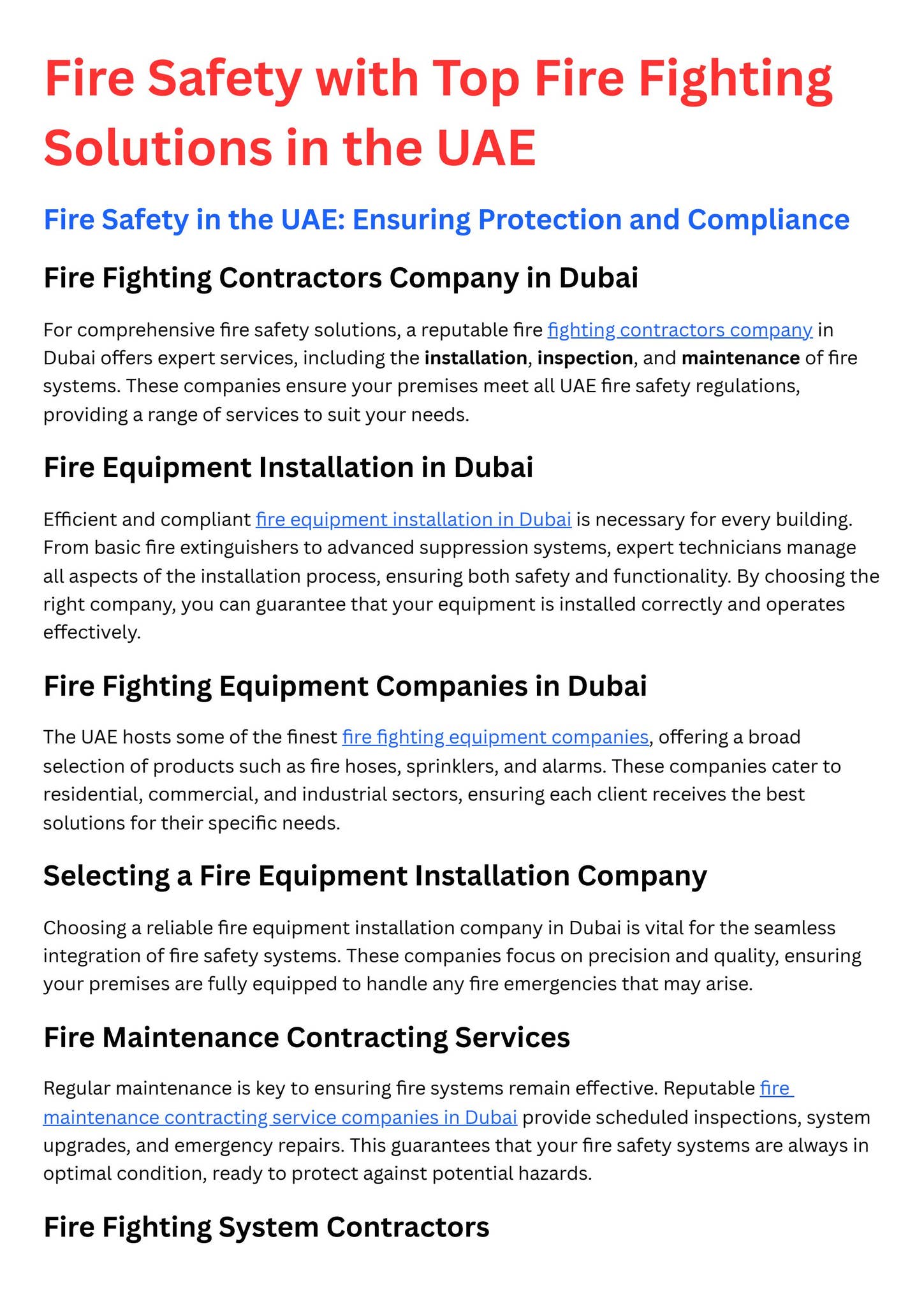 Ensuring Fire Safety with Top Fire Fighting Solutions in the UAE by ...