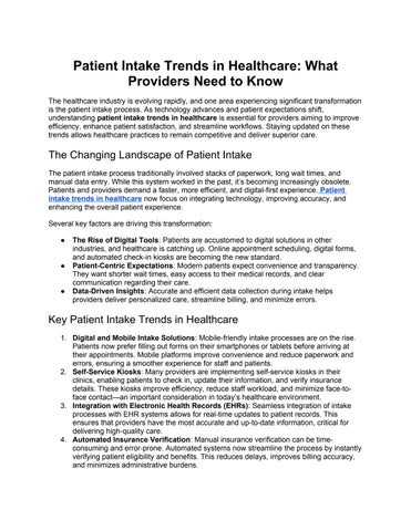 Patient Intake Trends in Healthcare: What Providers Need to Know by ...