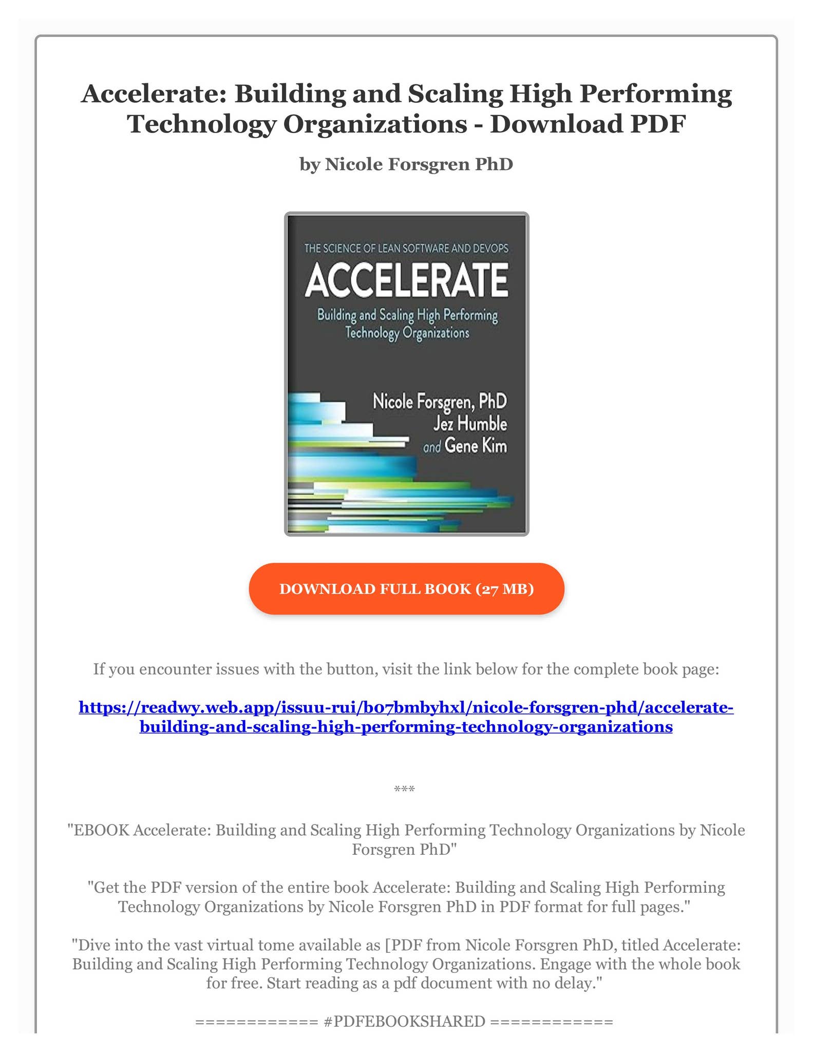 EBOOK Accelerate: Building and Scaling High Performing