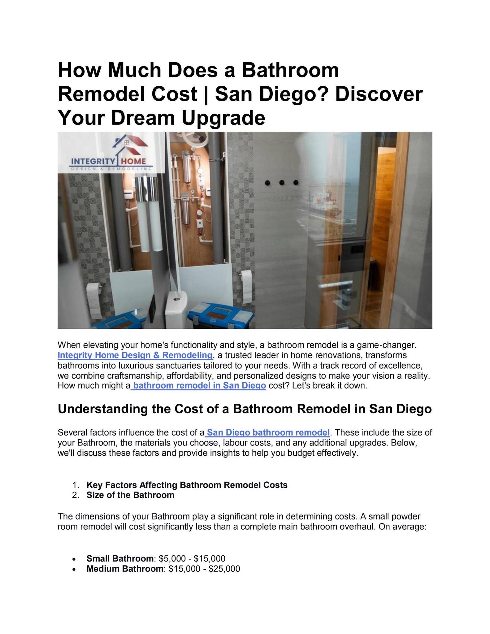 How Much Does a Bathroom Remodel Cost | San Diego? Discover Your Dream ...