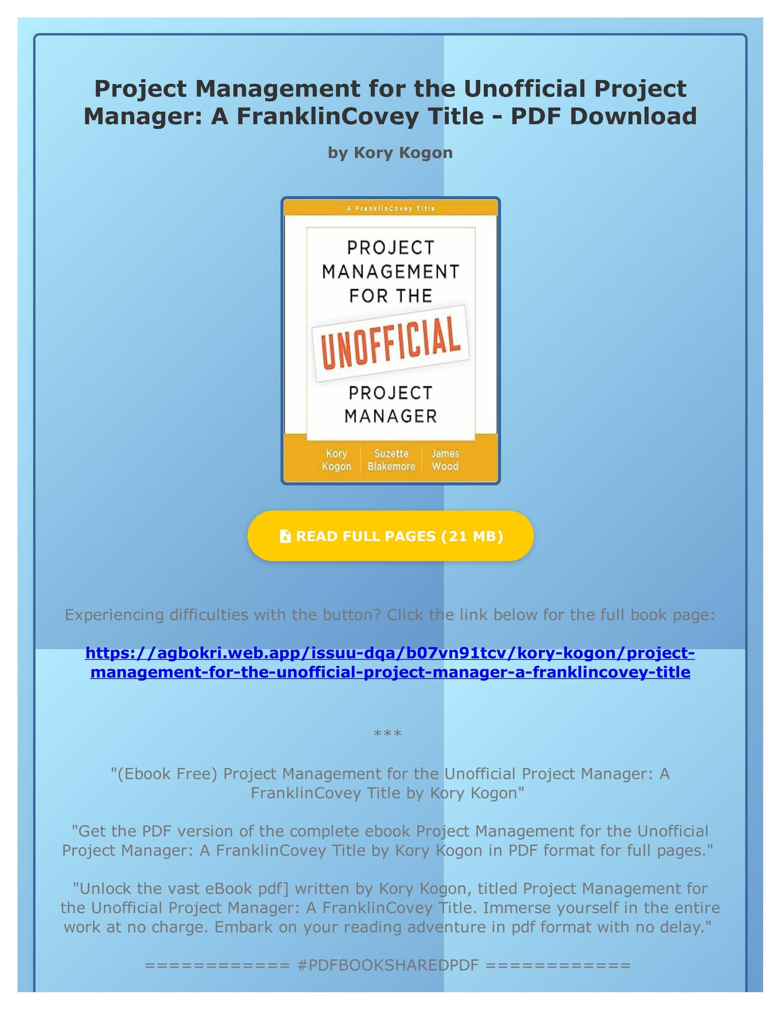 FRANKLYN - テキストProject Management by Franklin Covey PDF Free Project Management for the Unofficial Project