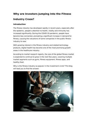 Why are Investors Jumping Into the Fitness Industry Craze?