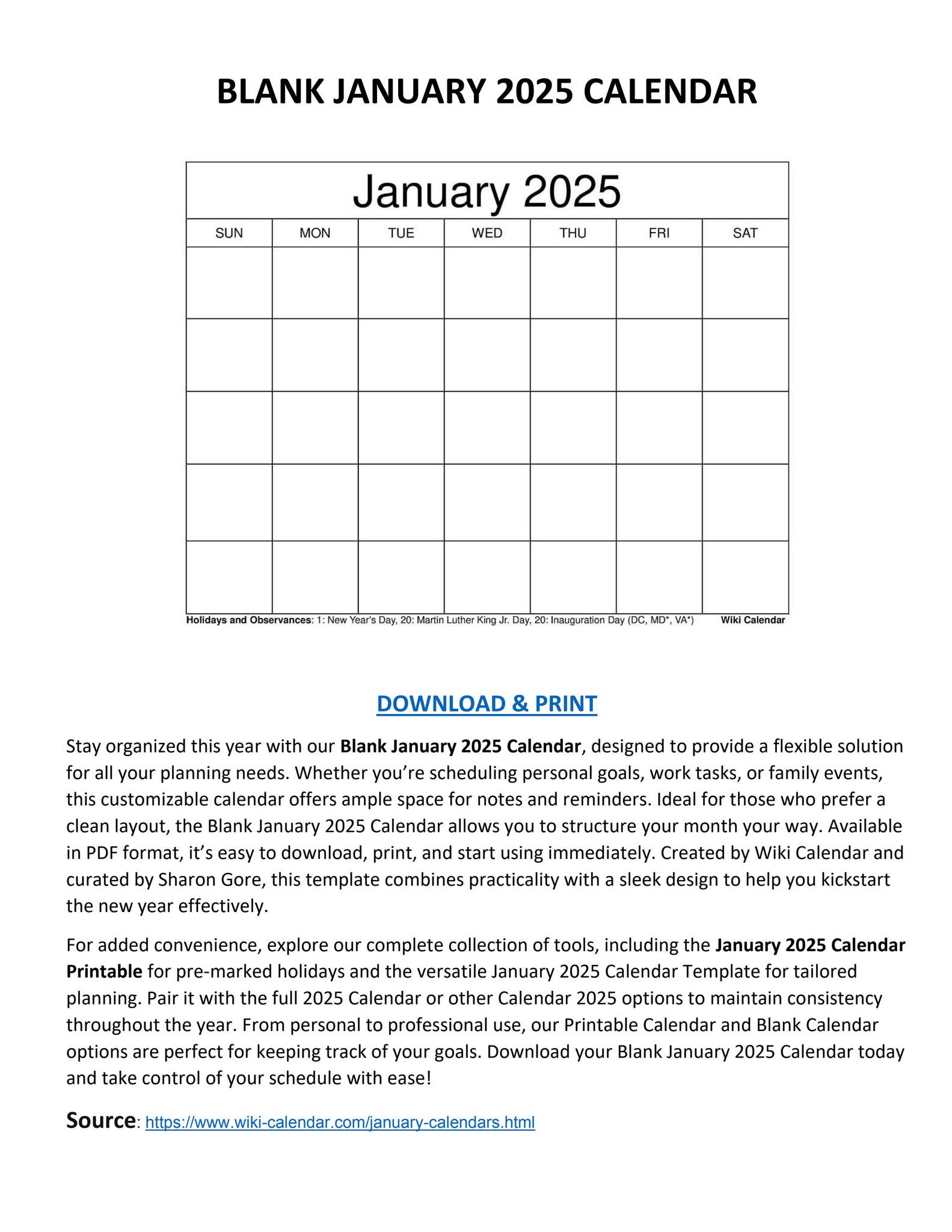 Blank January 2025 Calendar - Wiki Calendar by Wiki Calendar - Issuu blank-january-2025-calendar-wiki-calendar-by-wiki-calendar-issuu
