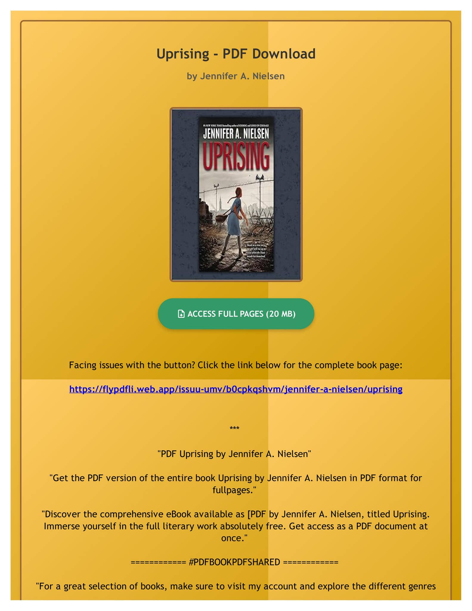 PDF Uprising by Jennifer A. Nielsen by KenyaKonopelskiow Issuu