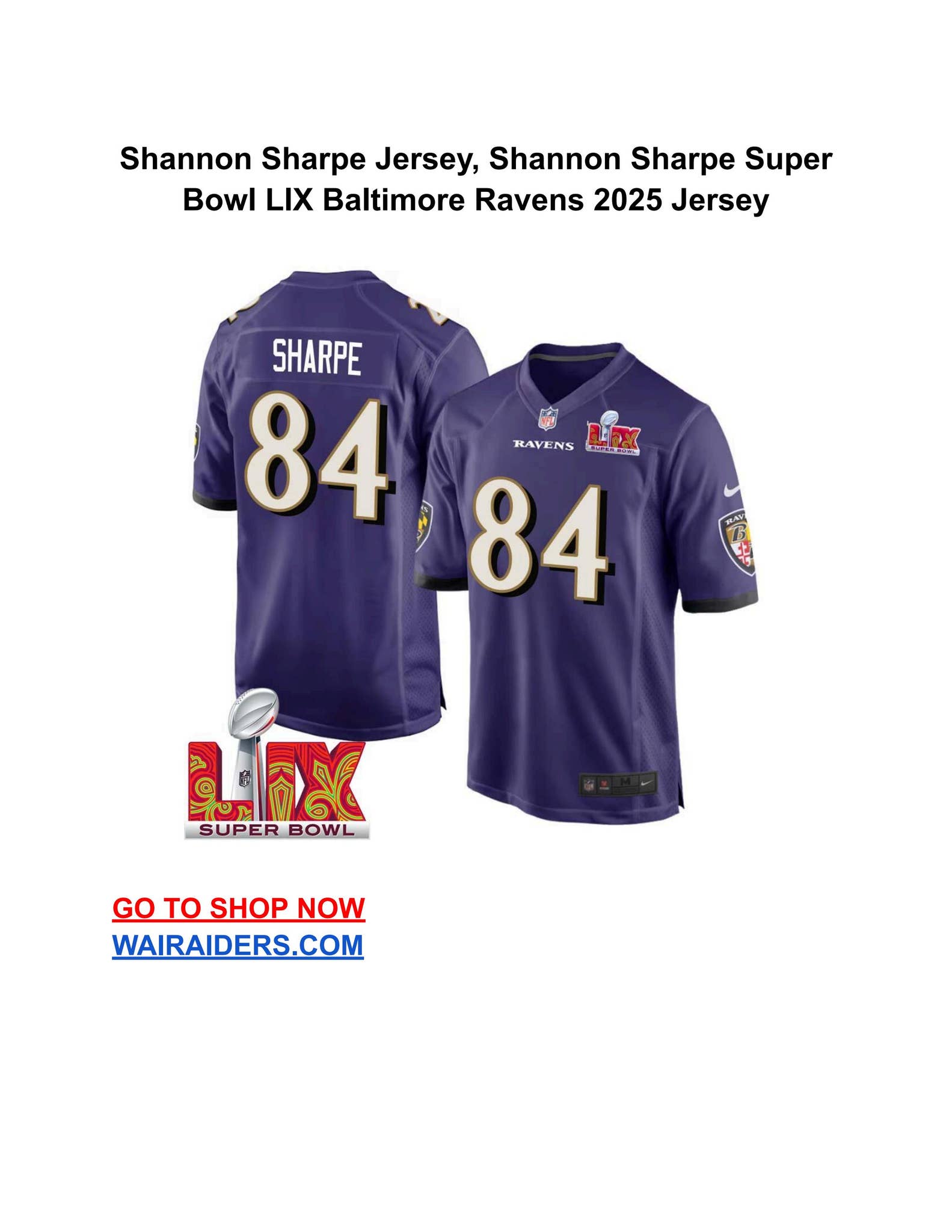 第47回スーパーボウルチャンピオンユニフォーム Baltimore Ravens