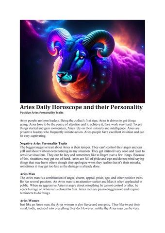 Aries Daily Horoscope and their Personality