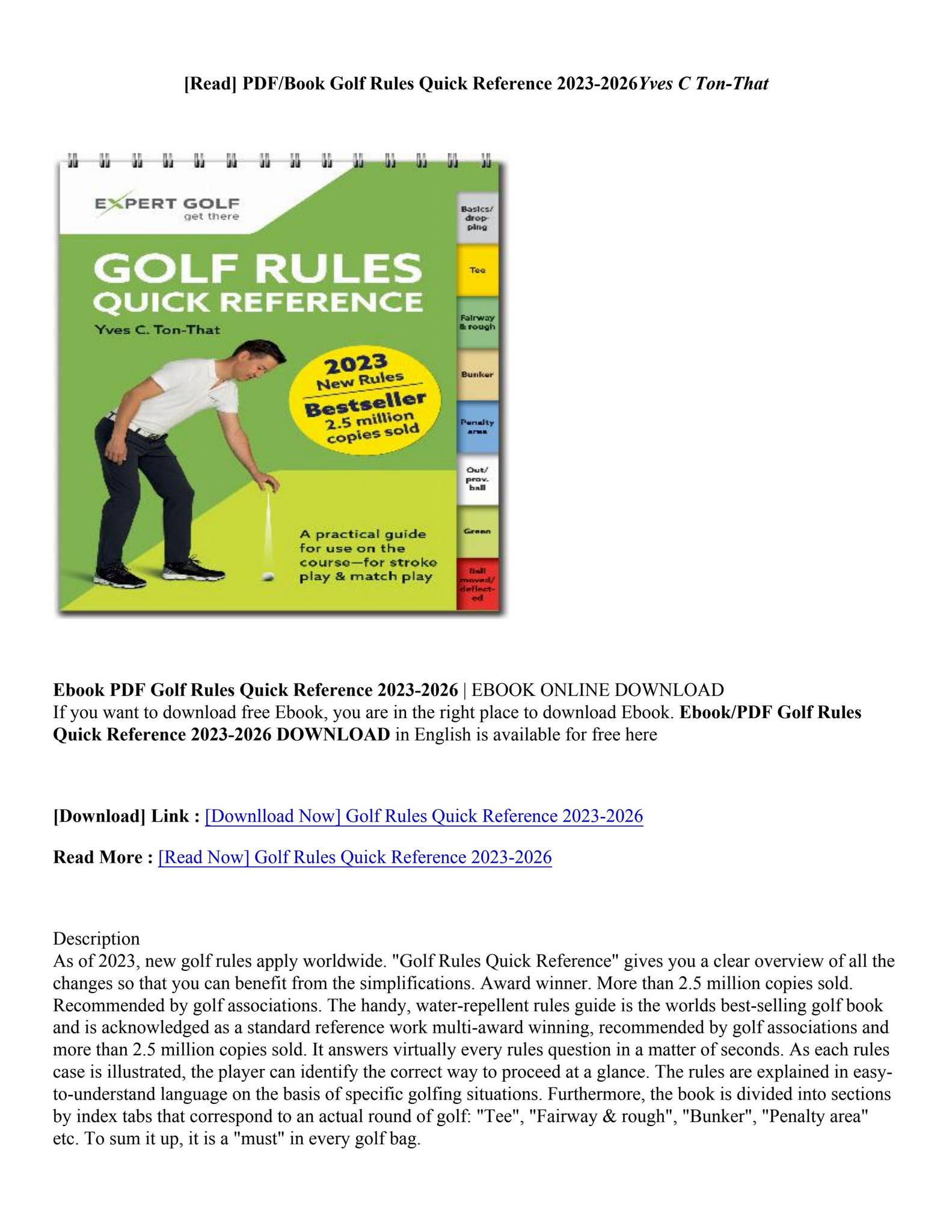 Download PDF Golf Rules Quick Reference 2023-2026 - Yves C