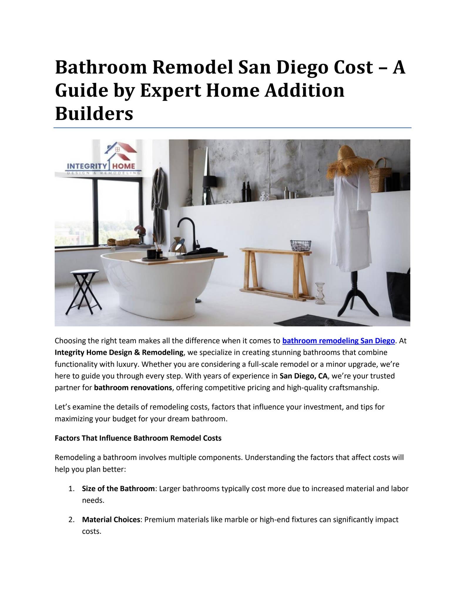 Bathroom Remodel San Diego Cost – A Guide by Expert Home Addition ...