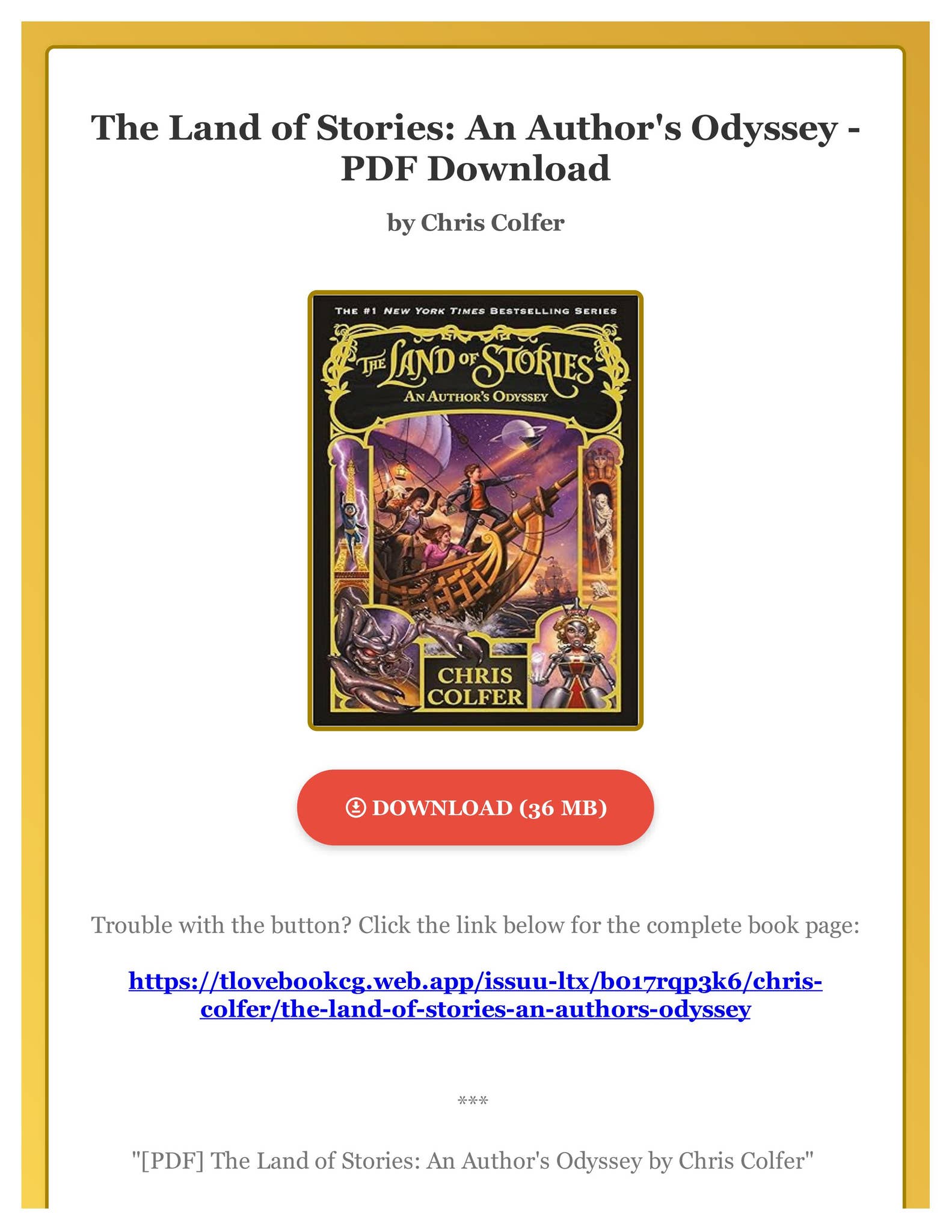 PDF] The Land of Stories: An Author's Odyssey by Chris