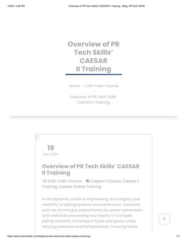 Overview of PR Tech Skills’ CAESAR II Training - Blog- PR Tech SKills ...